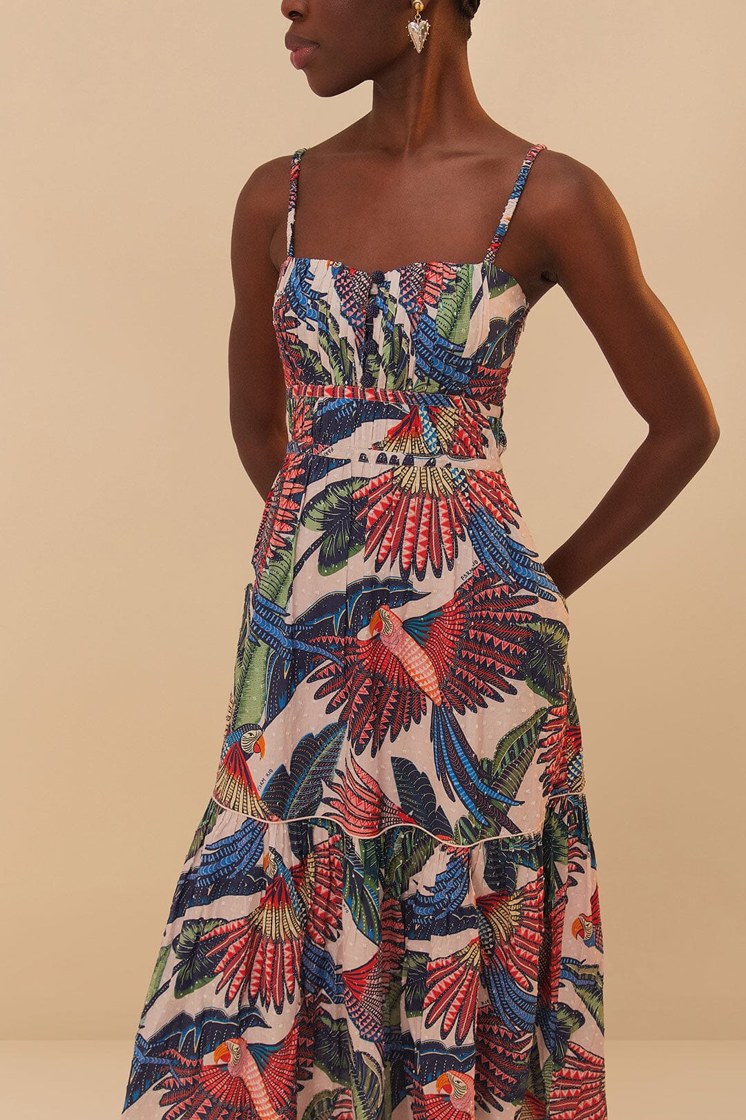 Vestido Midi Vuelo Guacamayo Rosa