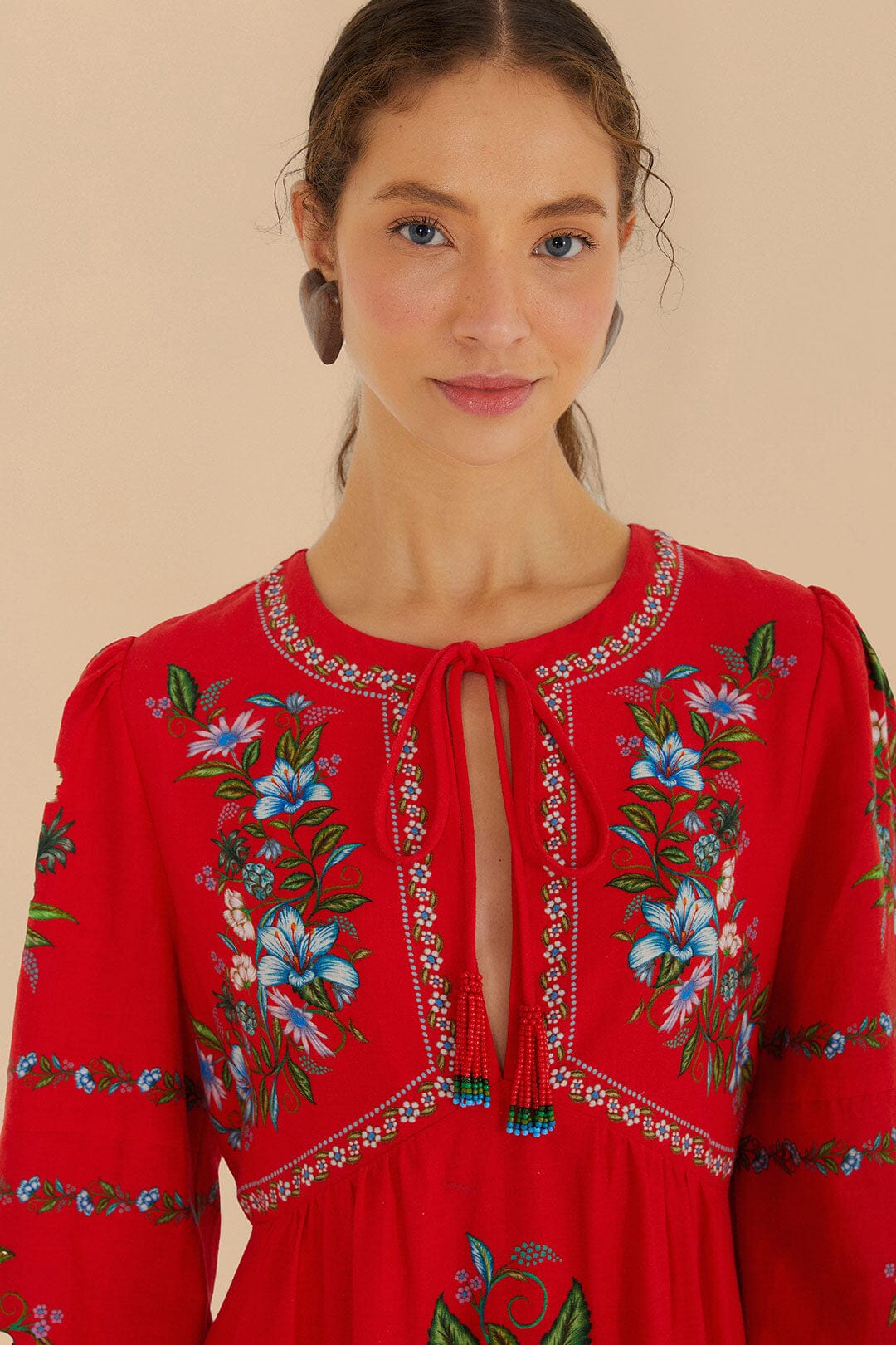 Ramo de flores dulces rojas LENZING™ ECOVERO™ Euroflax™ Vestido Midi