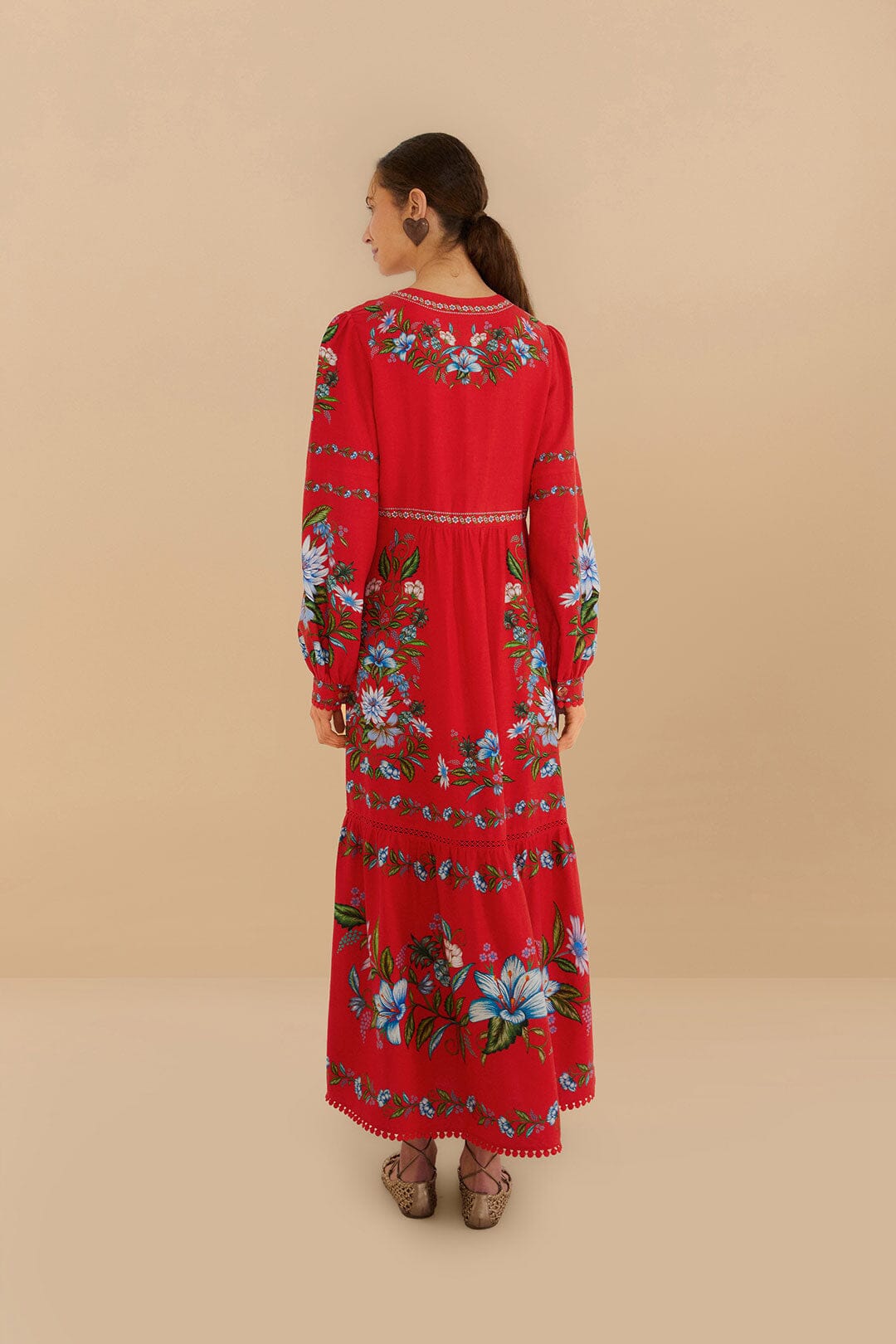 Ramo de flores dulces rojas LENZING™ ECOVERO™ Euroflax™ Vestido Midi