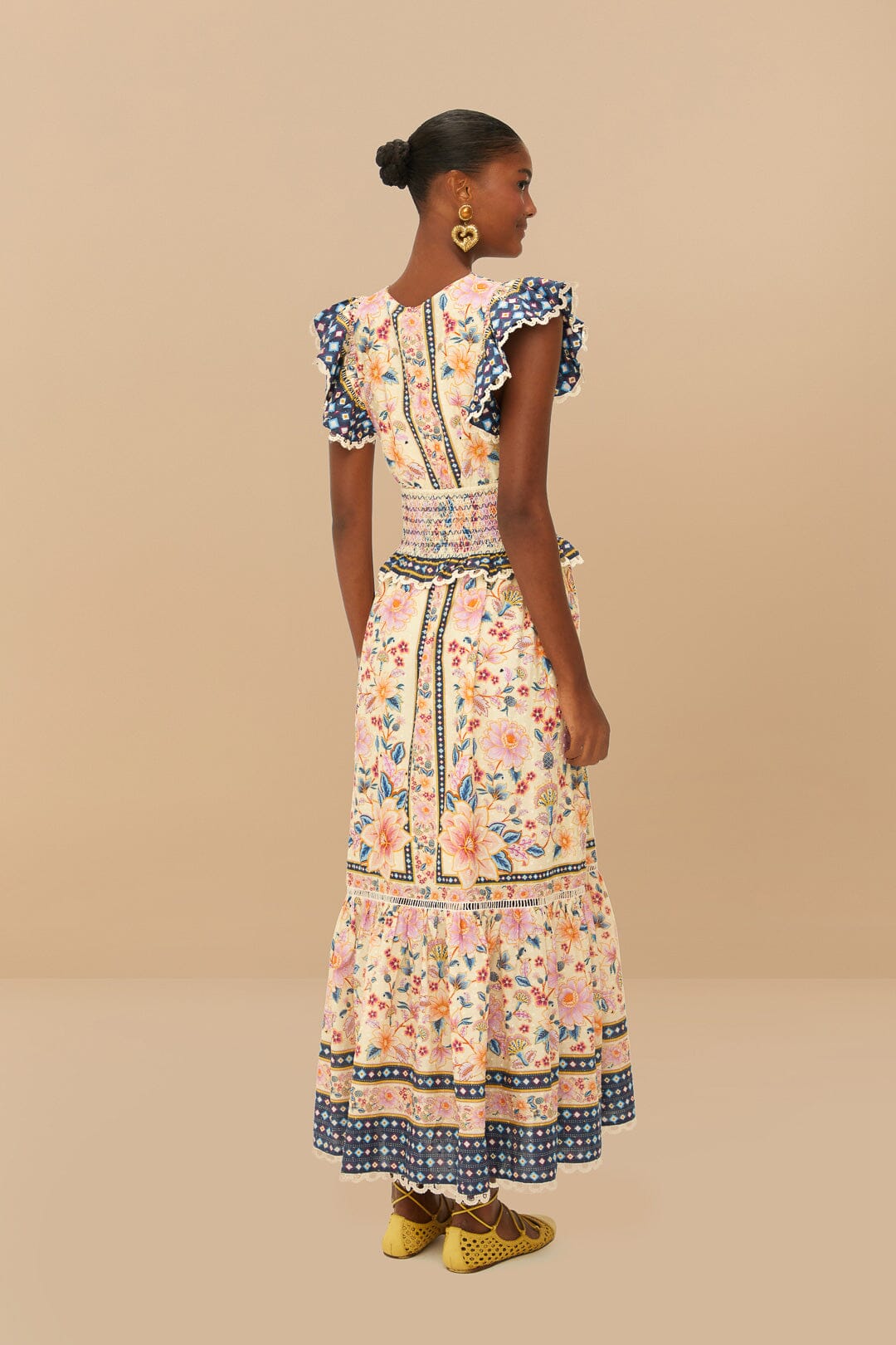 Maxivestido Tapicería Superbloom Crema