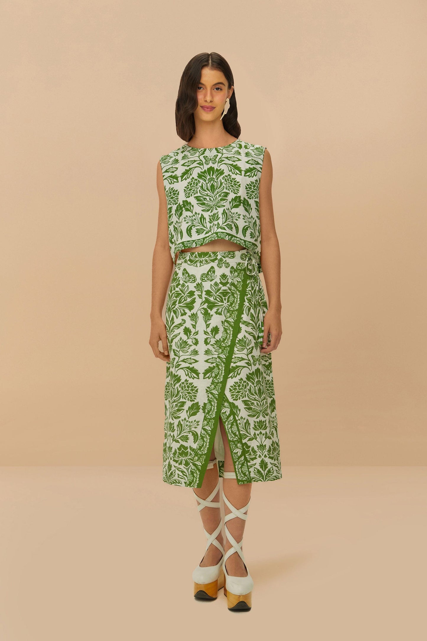 Tapiz delicado verde LENZING™ ECOVERO™ Euroflax™ Blusa