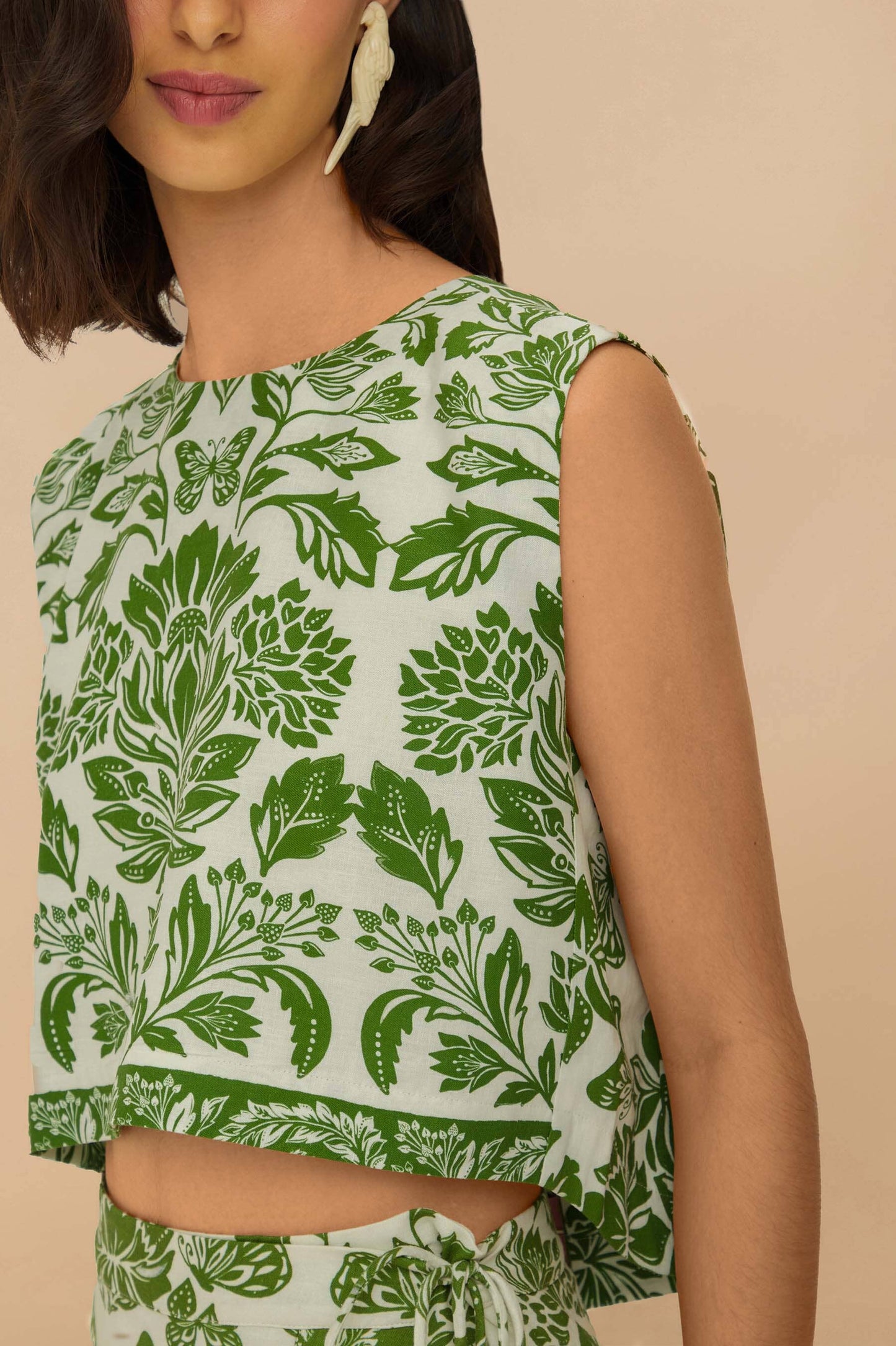 Tapiz delicado verde LENZING™ ECOVERO™ Euroflax™ Blusa