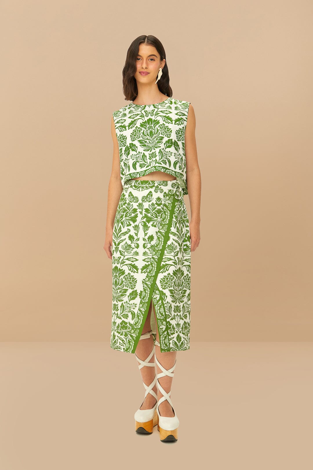 Tapiz delicado verde LENZING™ ECOVERO™ Euroflax™ Falda Midi