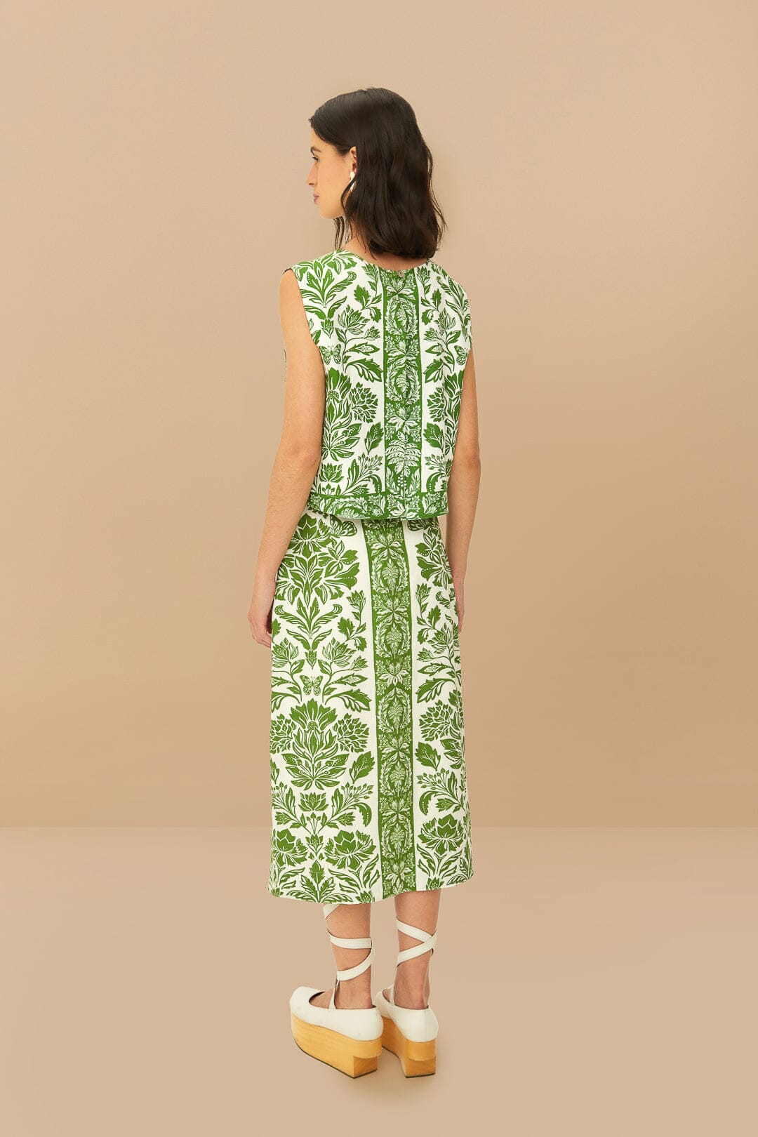 Tapiz delicado verde LENZING™ ECOVERO™ Euroflax™ Falda Midi