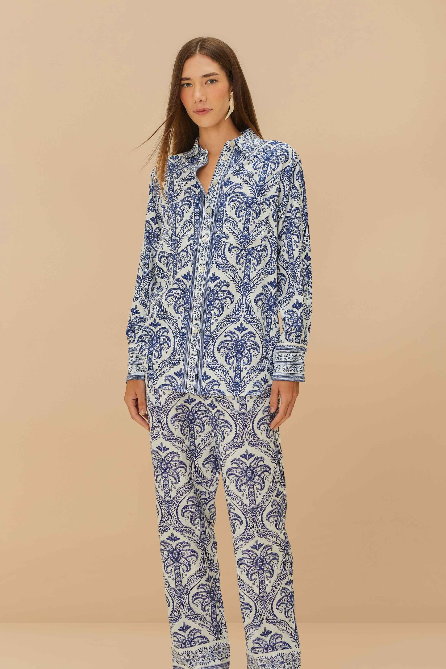 Off-White Tropical Cameo LENZING™ ECOVERO™ Euroflax™ Pantalones de pijama