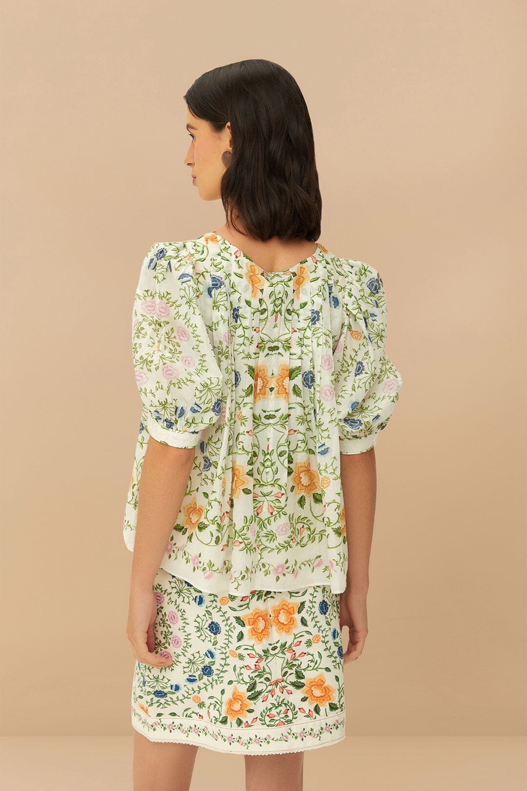Minifalda Folk Floral Off-White