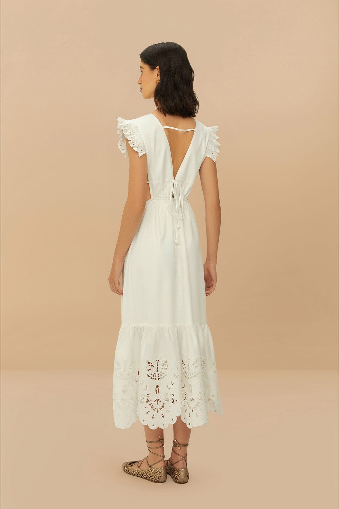 Vestido Midi Off-White Butterfly Richelieu