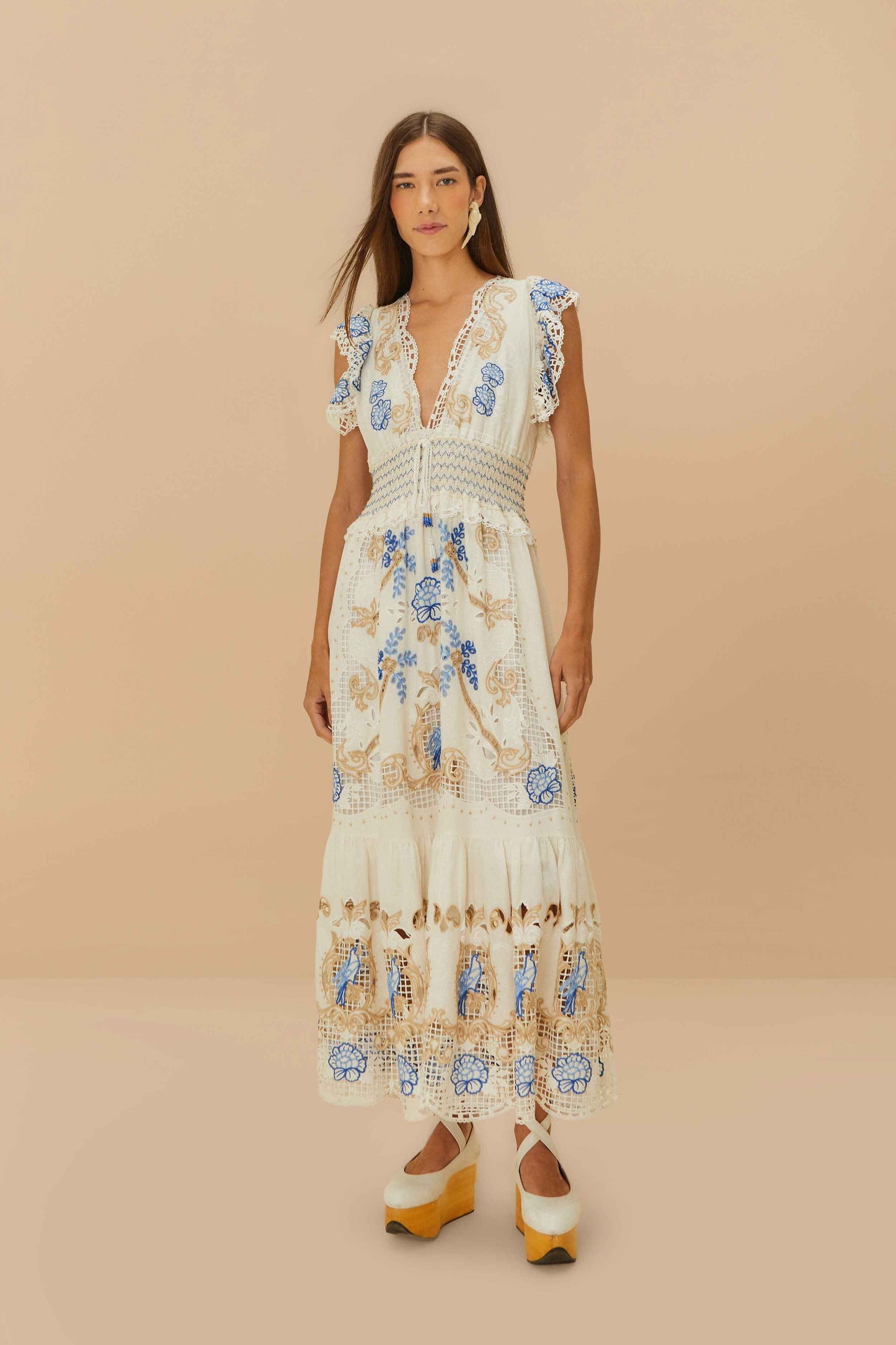Maxivestido romántico Richelieu LENZING™ ECOVERO™ Euroflax™ de Off-White