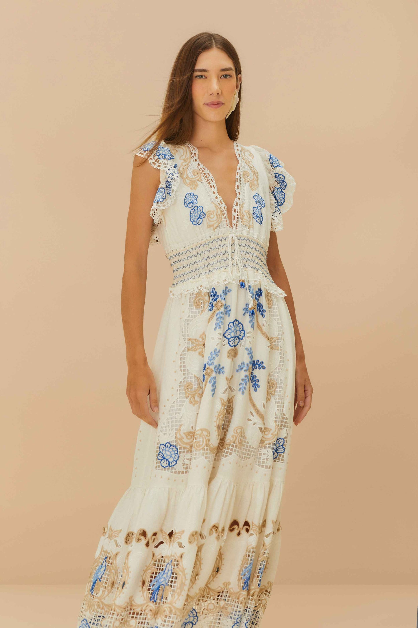Maxivestido romántico Richelieu LENZING™ ECOVERO™ Euroflax™ de Off-White