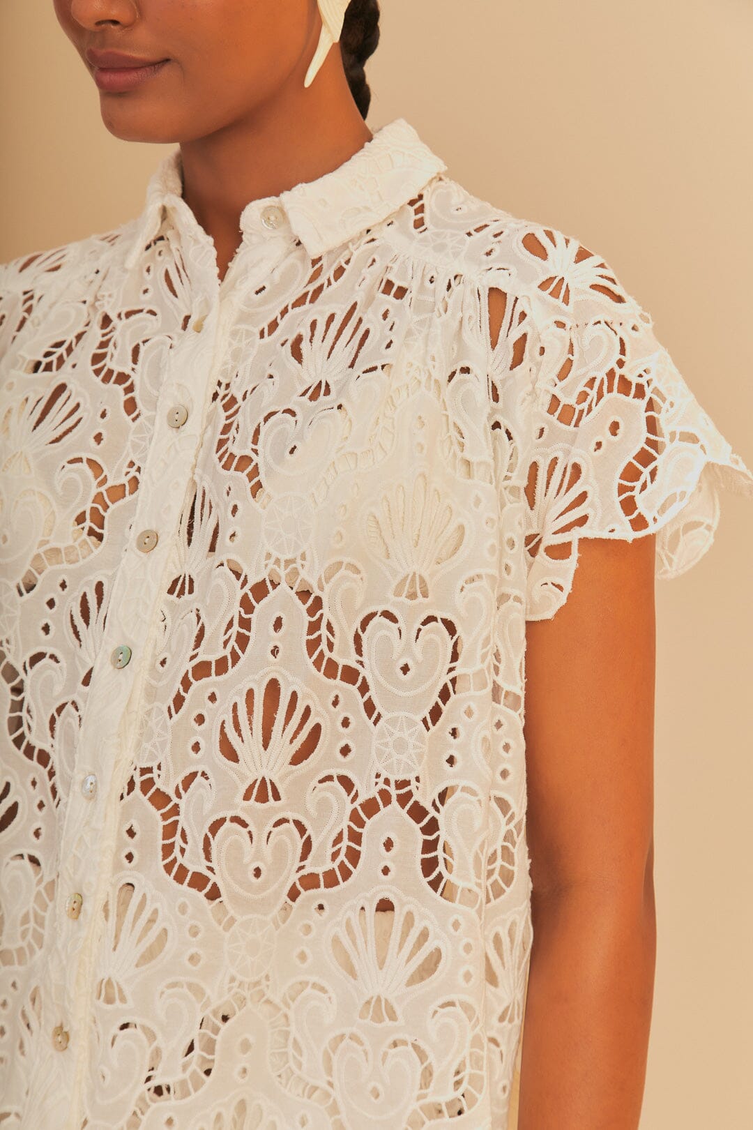 Camisa blanca Seashell Eyelet
