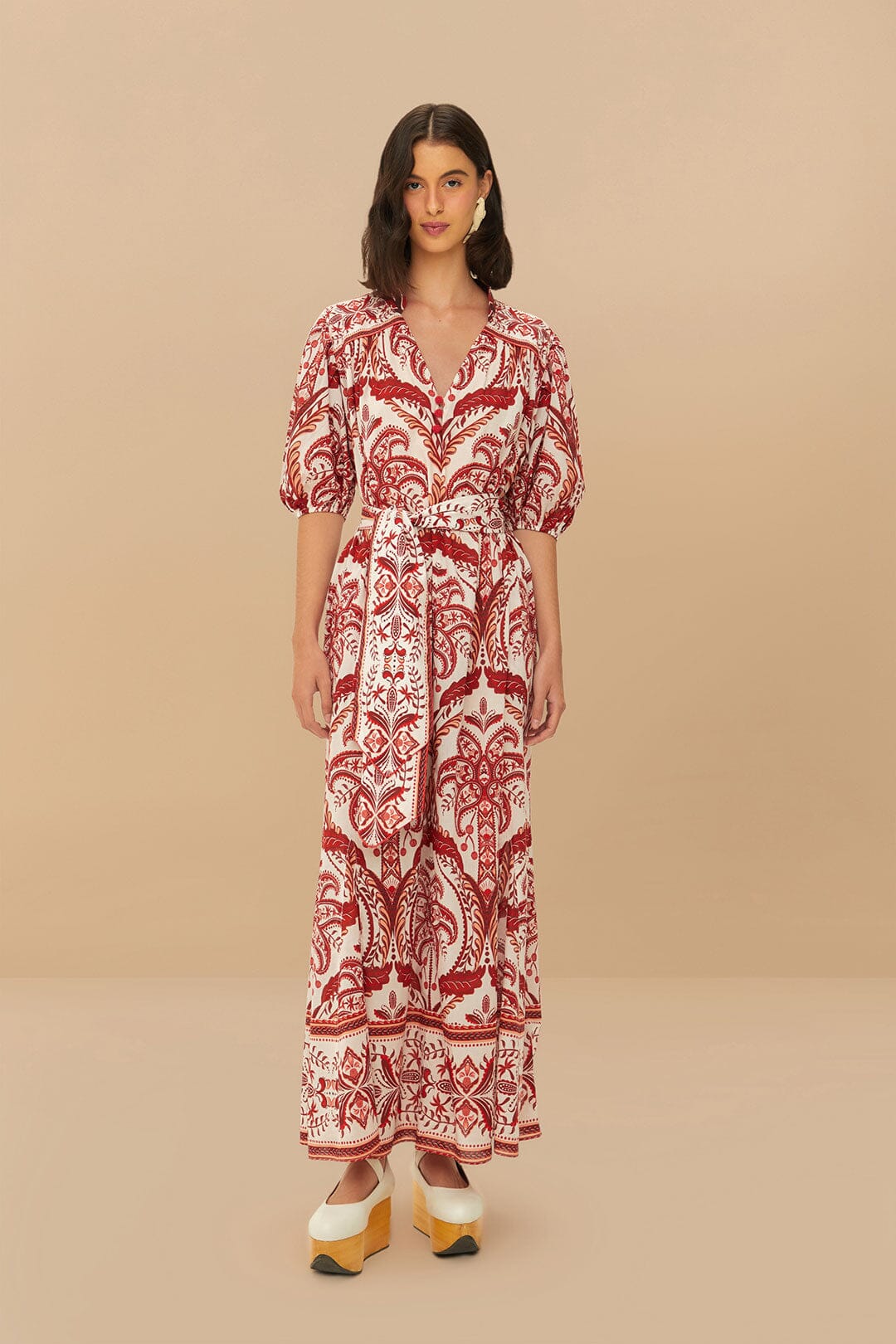 Maxivestido con cinturón Off-White Tropical Cameo