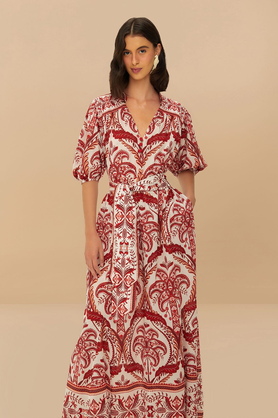 Maxivestido con cinturón Off-White Tropical Cameo