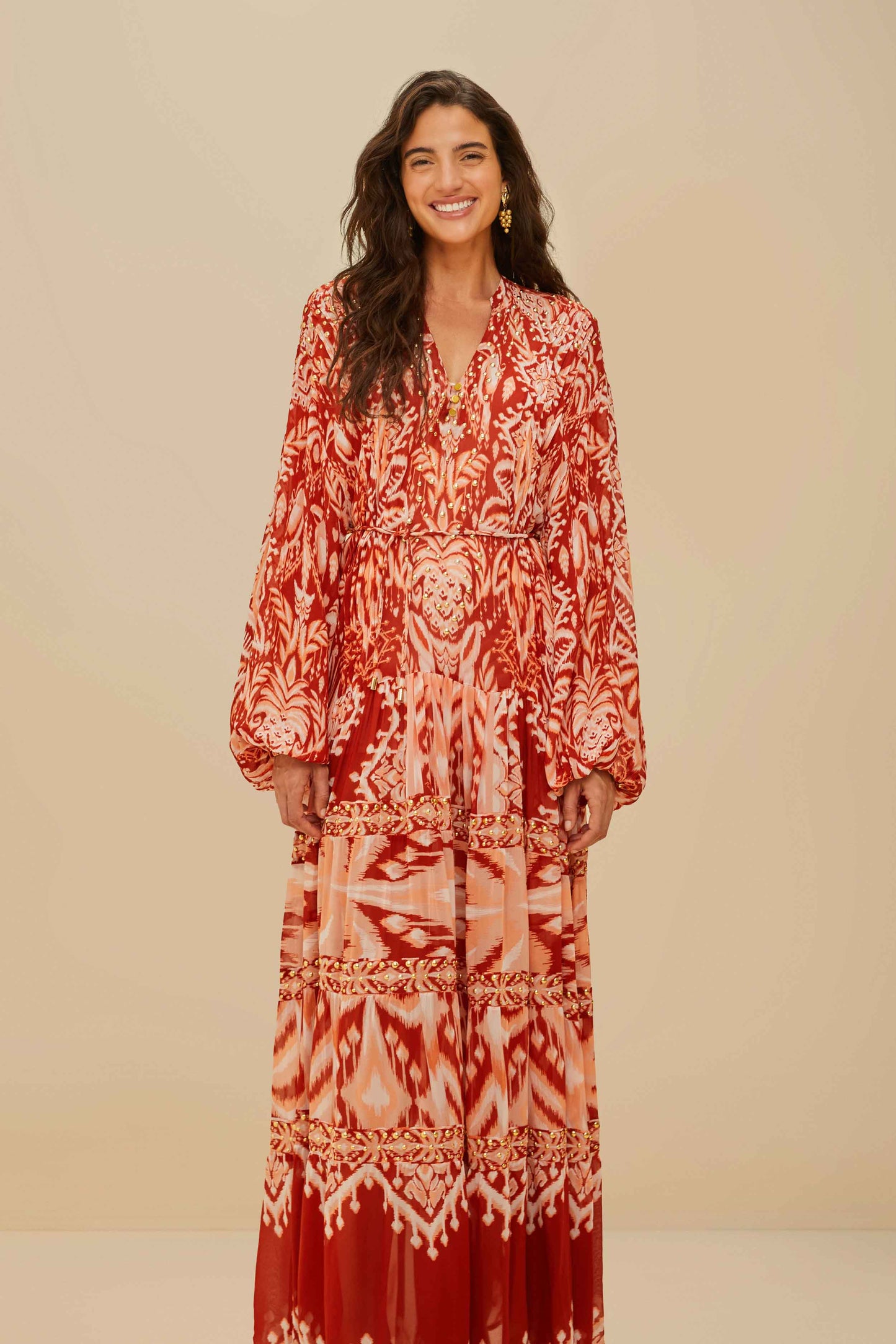 Maxi vestido de estampado tropical