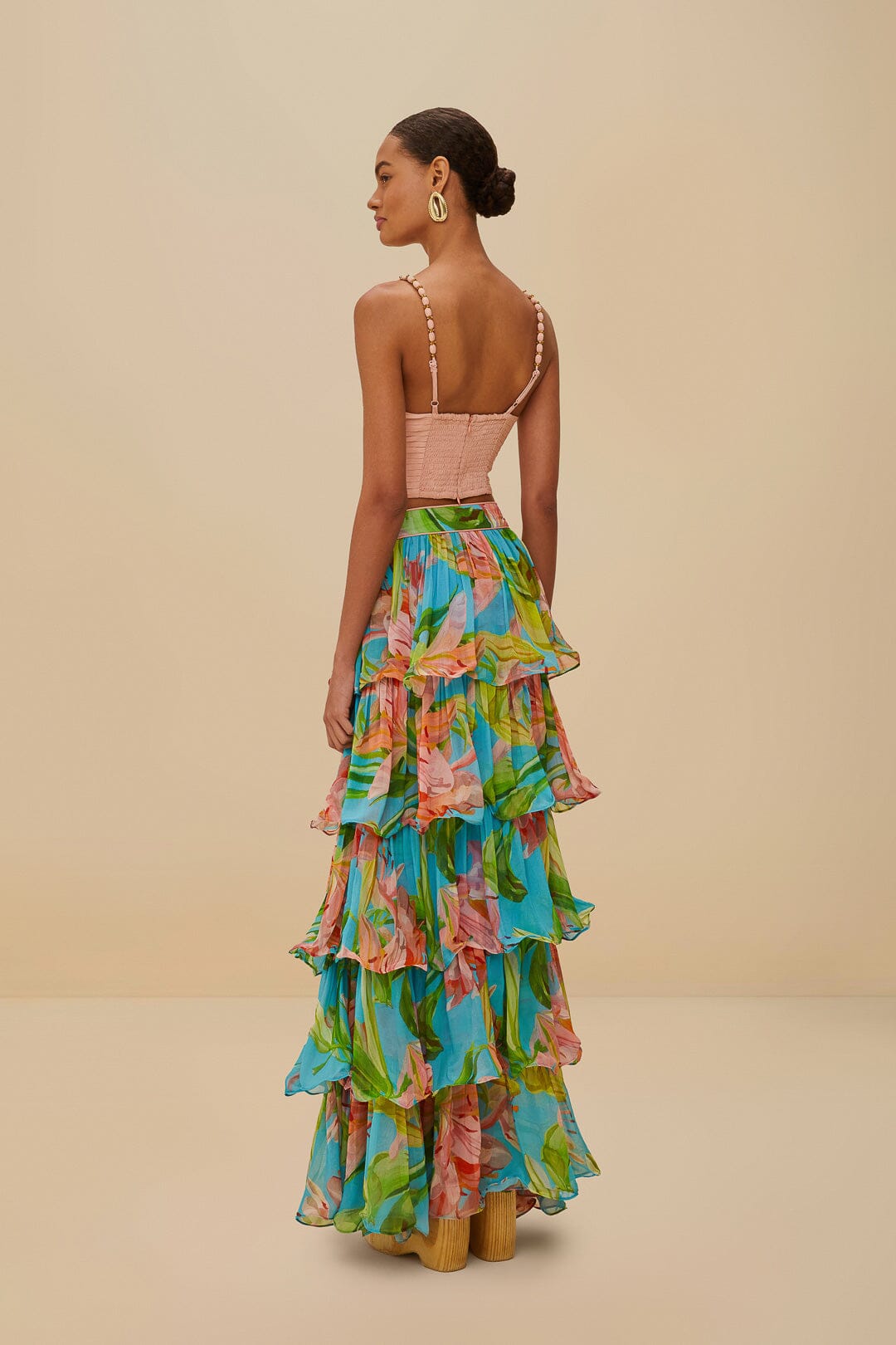 Blue lily bloom maxi skirt