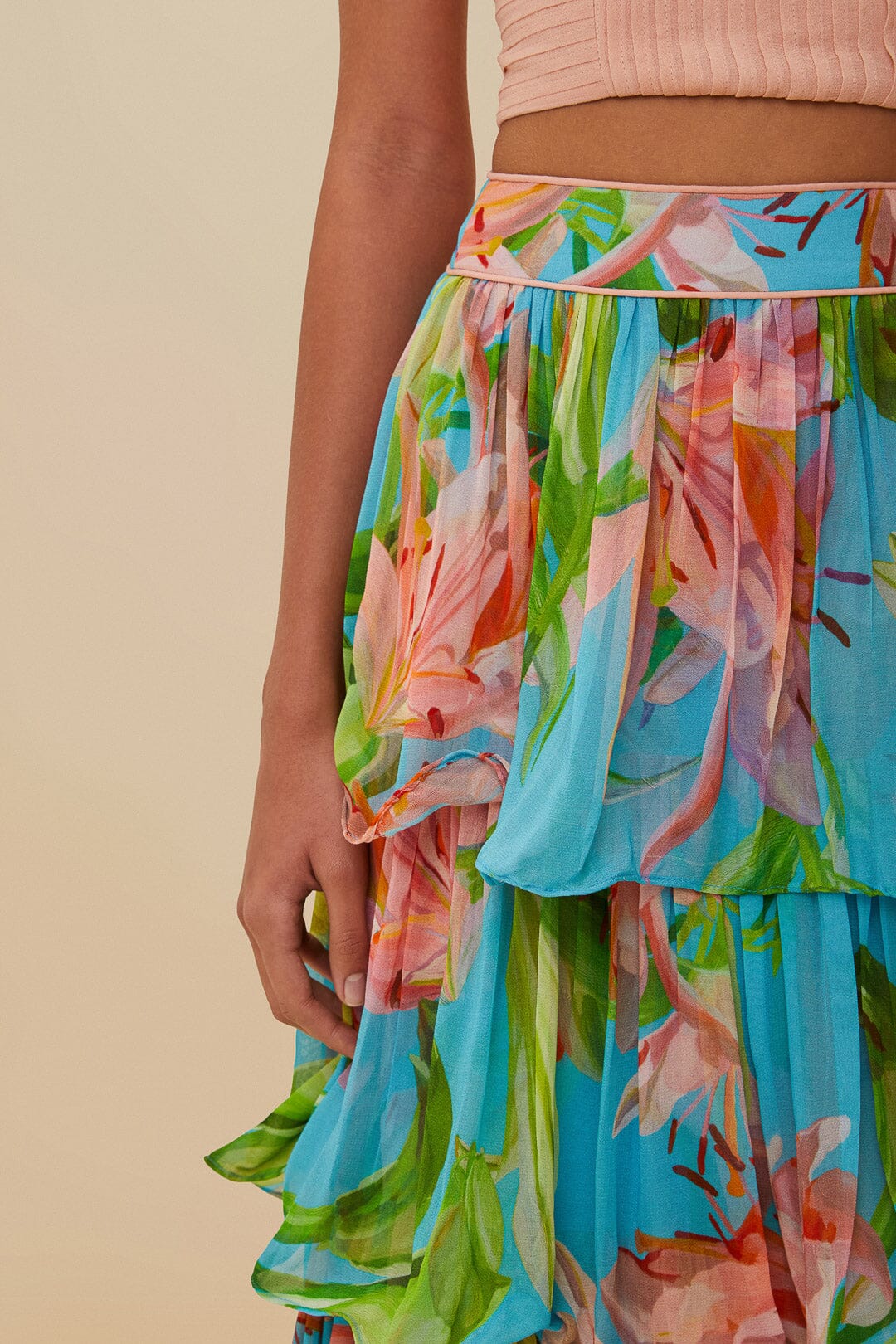 Blue lily bloom maxi skirt