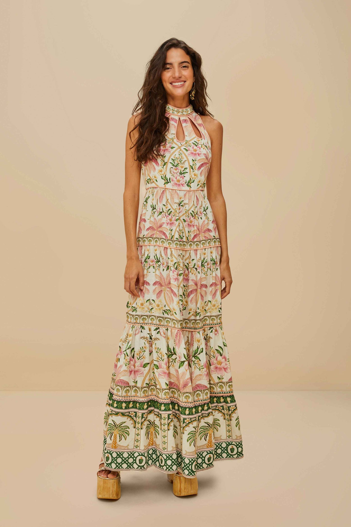 Off-White Palm Dream LENZING™ ECOVERO™ Euroflax™ Maxi Dress