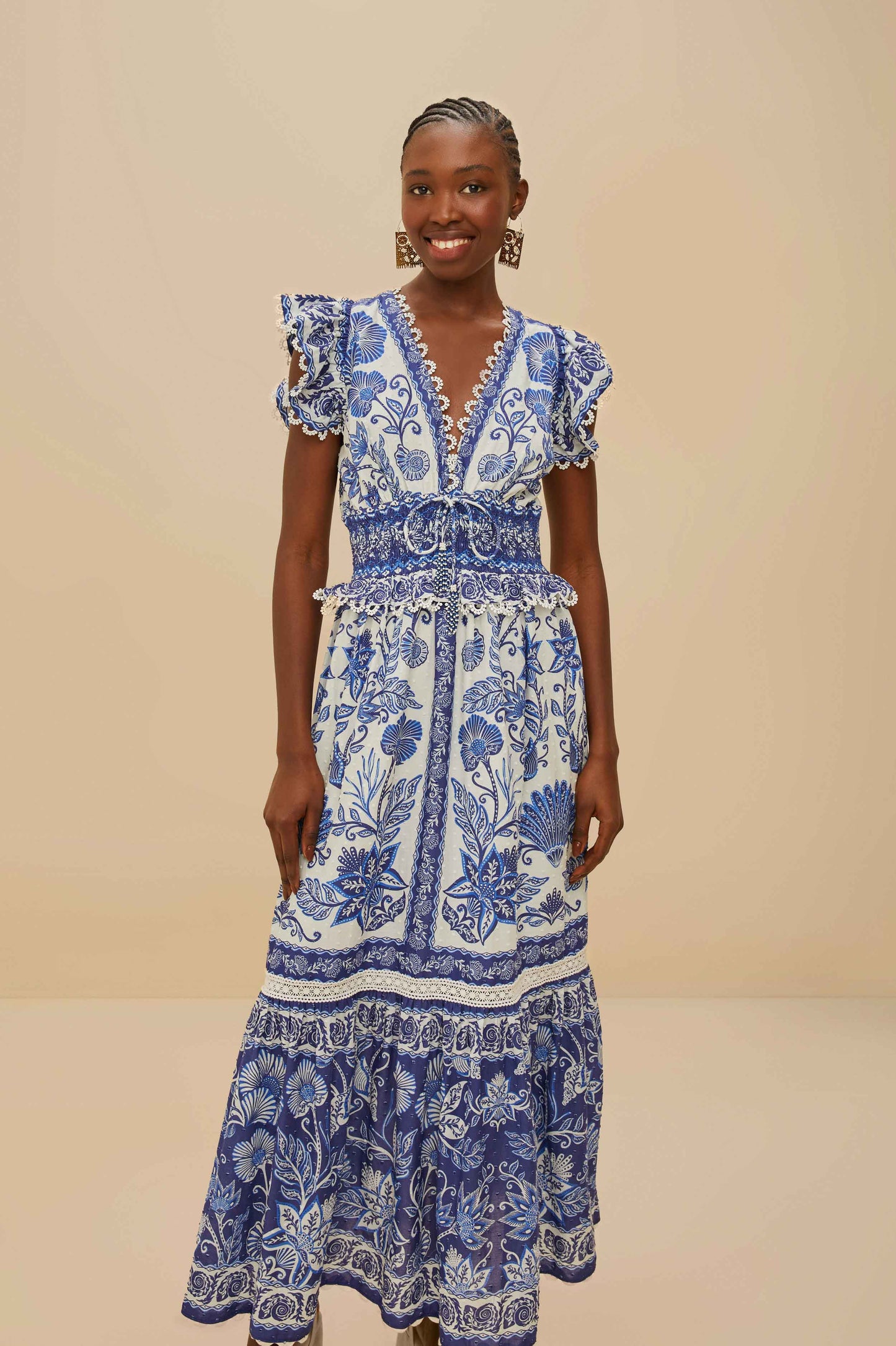 Off White Shell Garden Maxi Dress