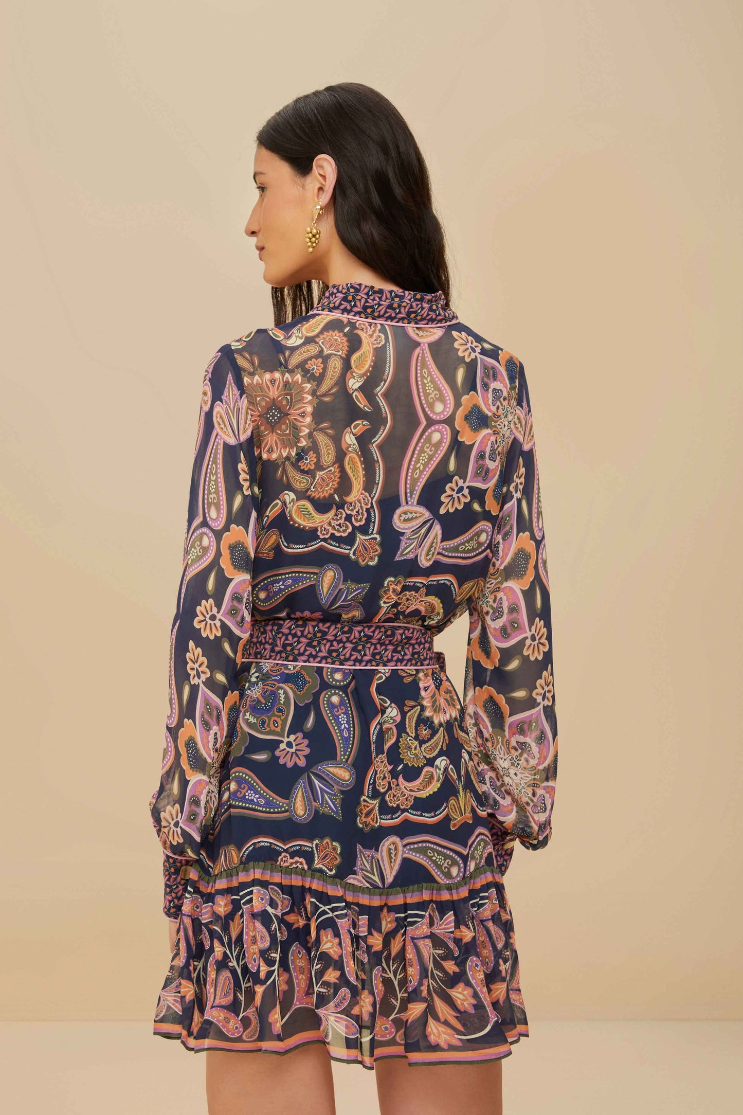 boho scarves navy blue mini