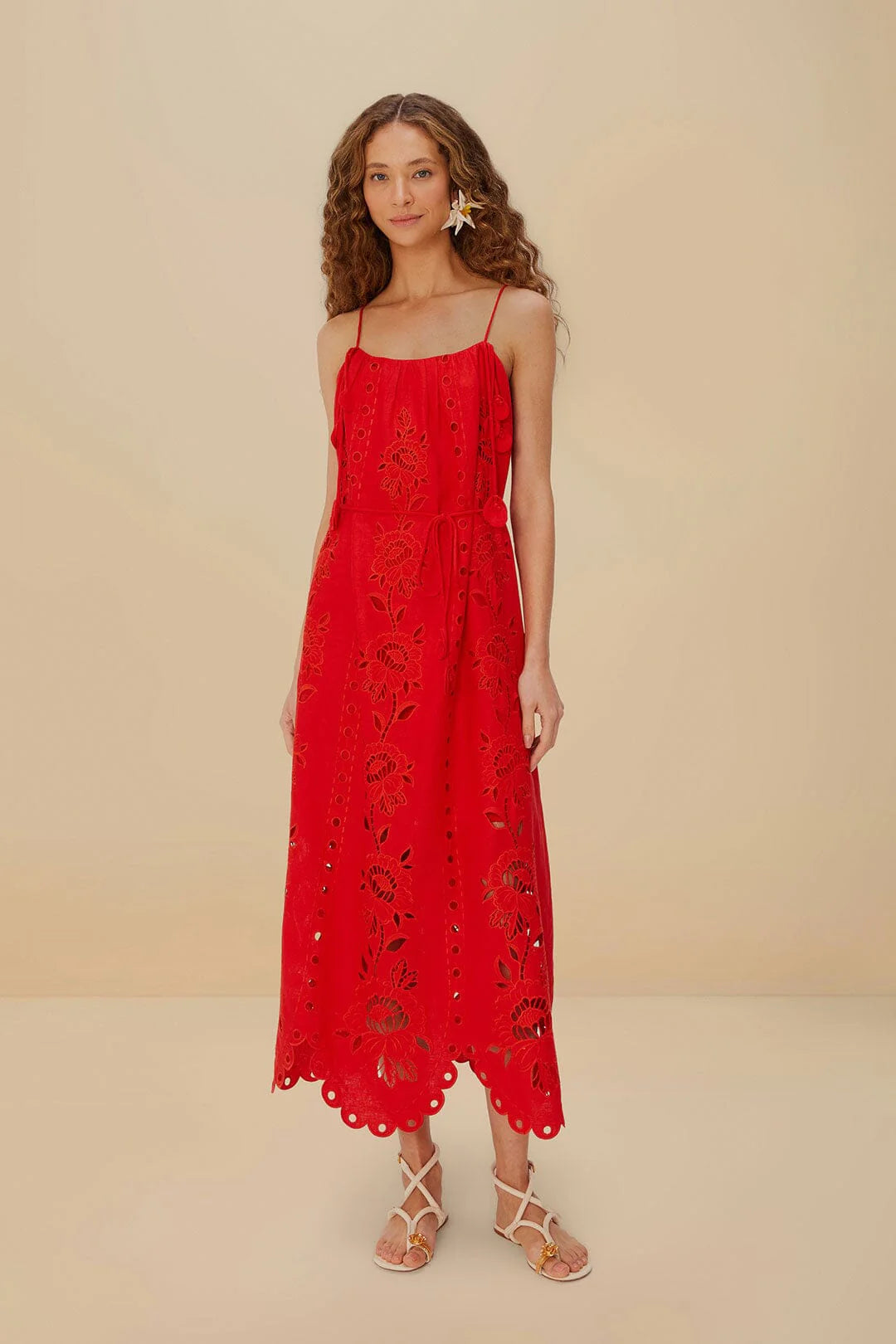 Maxi vestido de flores rojo richelieu lenzing™ ecovero™ euroflax™