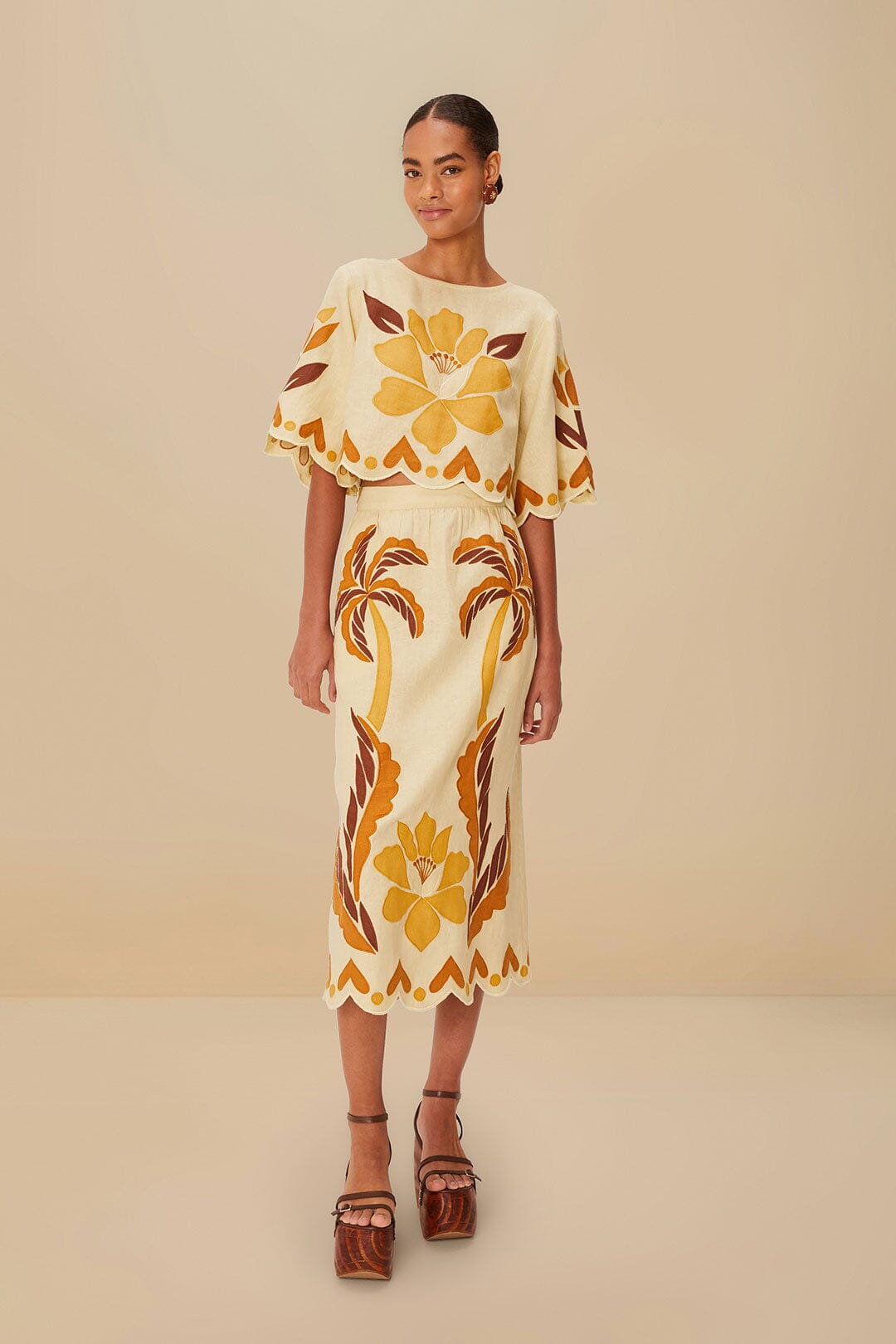Falda de lino de primera calidad Sand Summer Cutwork Euroflax™