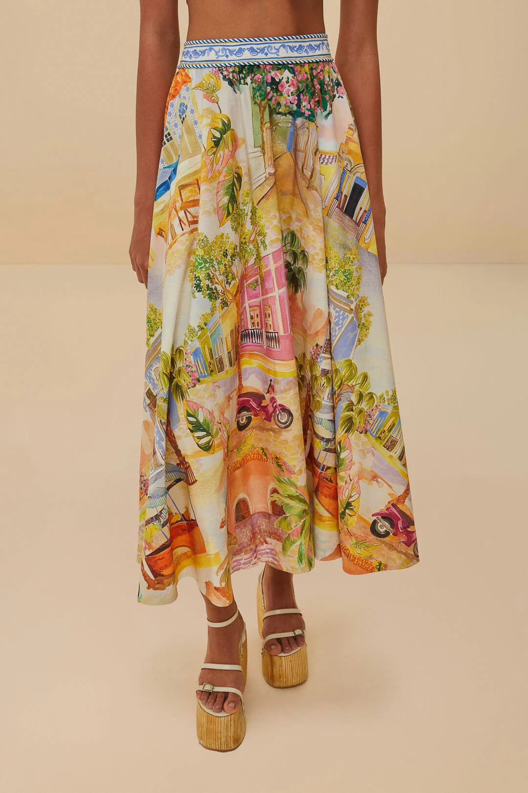 Falda Midi de Algodón Ecológico Aracati Multicolor