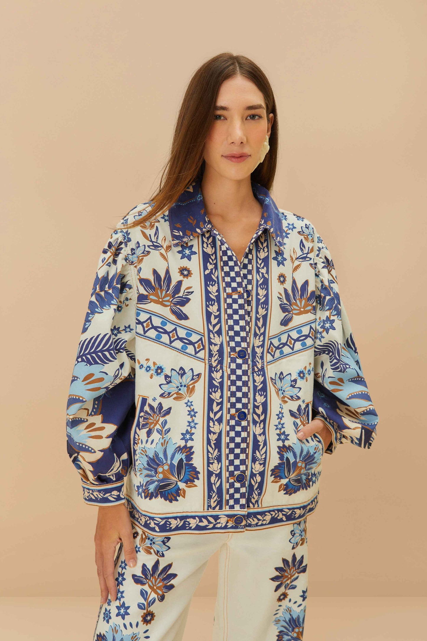 Chaqueta Off-White Ana Tapestry Tropical