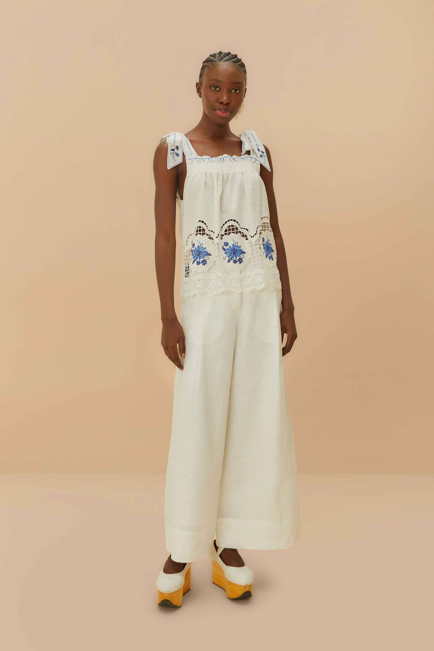 Pantalones de cintura alta de lino premium Euroflax™ de Off-White