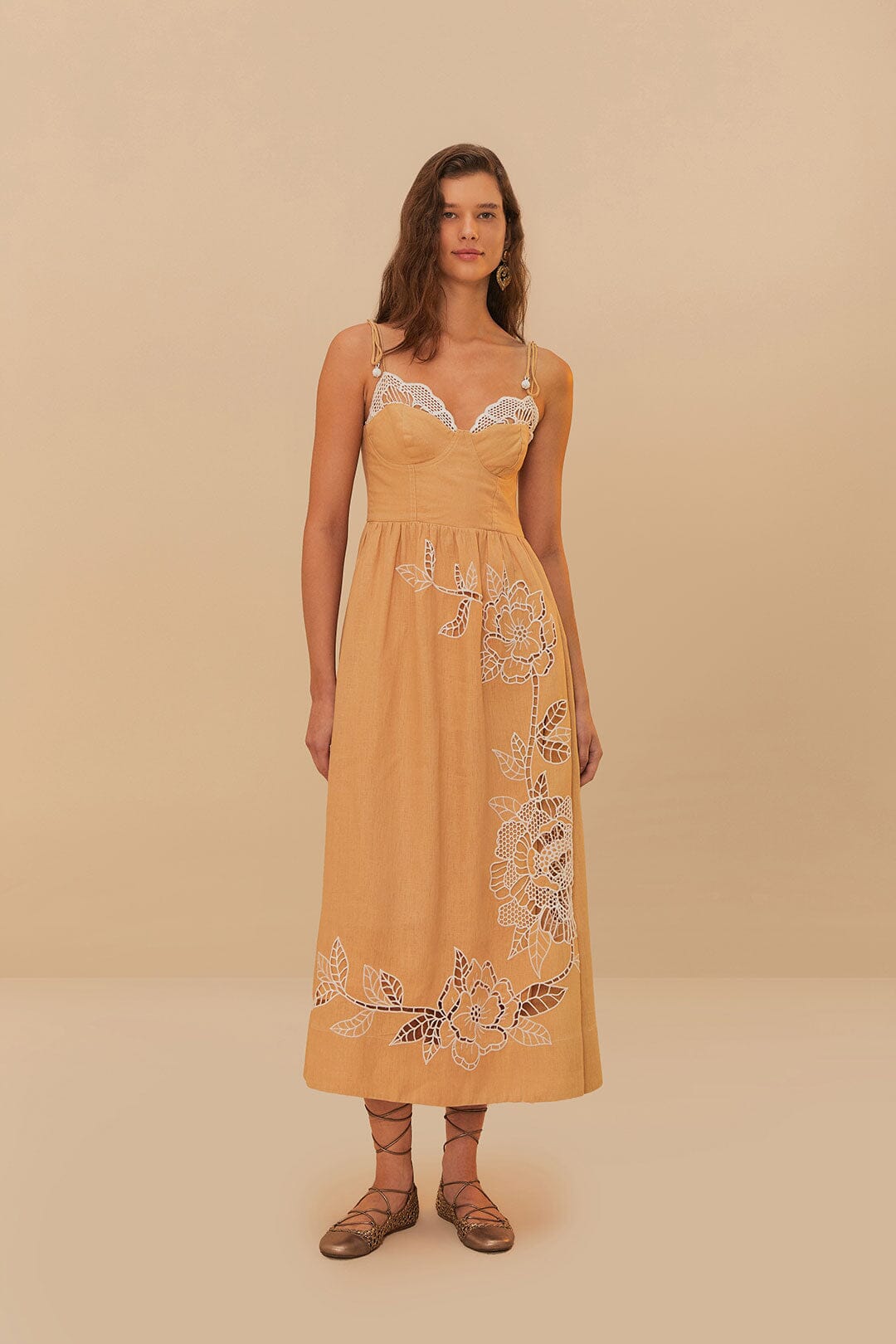 Sand Richelieu Euroflax™ Vestido Midi de lino de primera calidad