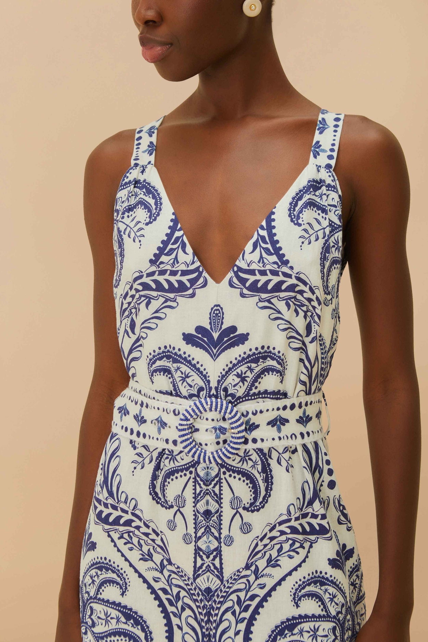 Off-White Tropical Cameo LENZING™ ECOVERO™ Euroflax™ Jumpsuit
