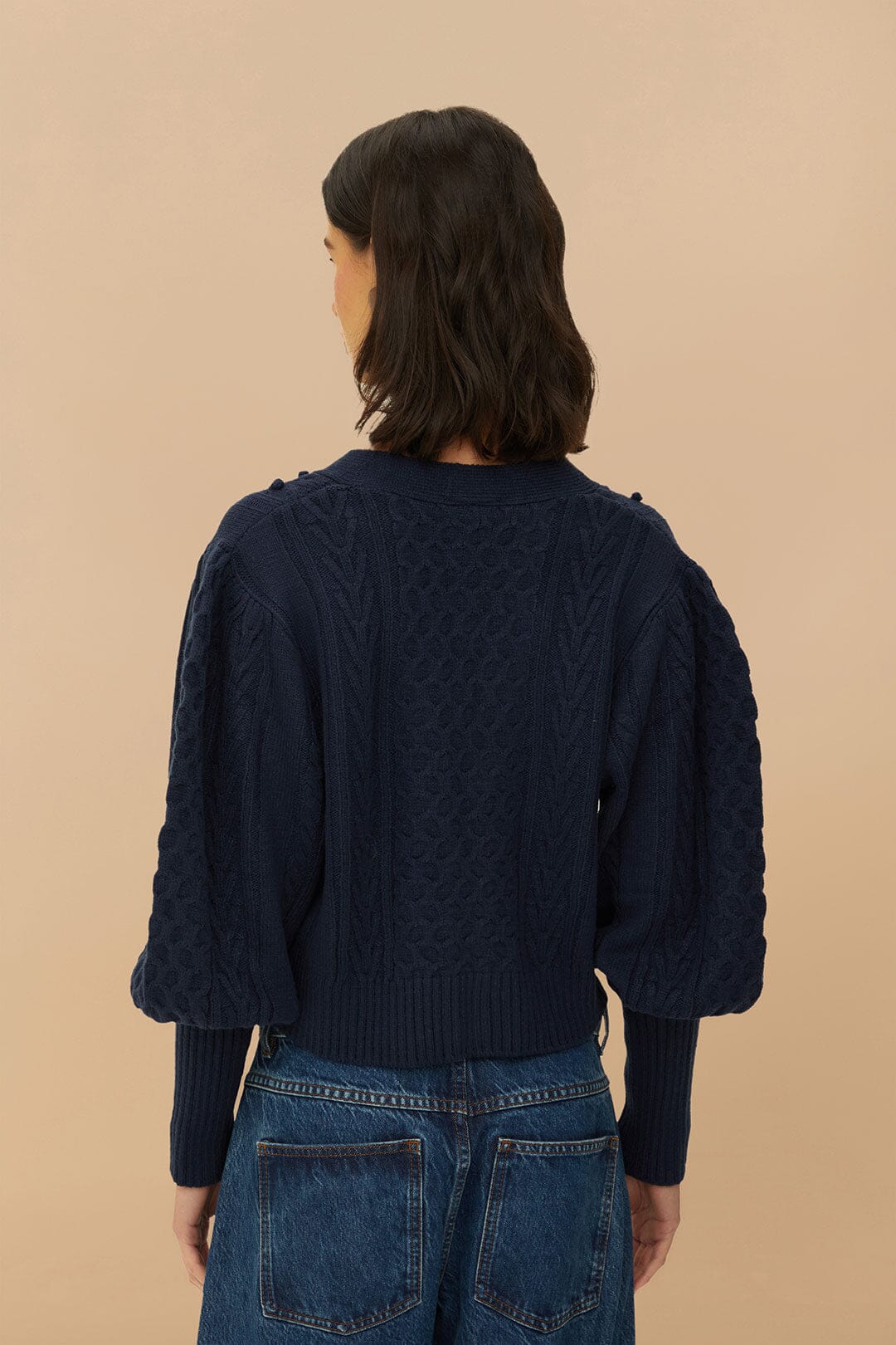 Chaqueta de punto de puntos mixtos azul marino