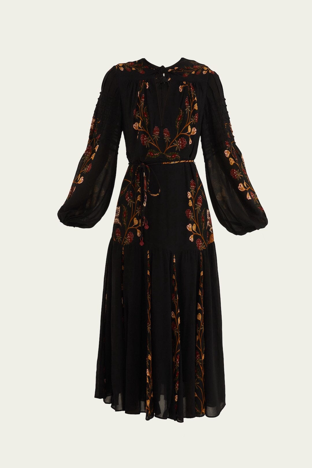 Maxivestido plisado de manga larga Black Berry Garden