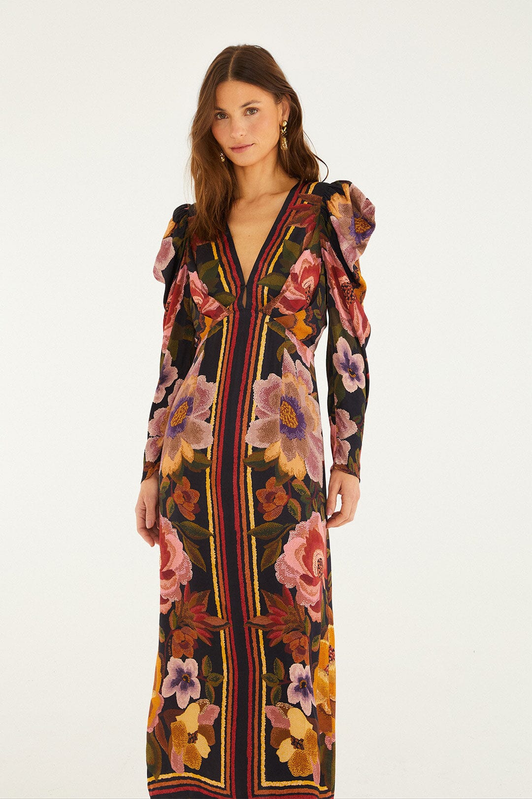 chenille flowers black midi dress 1