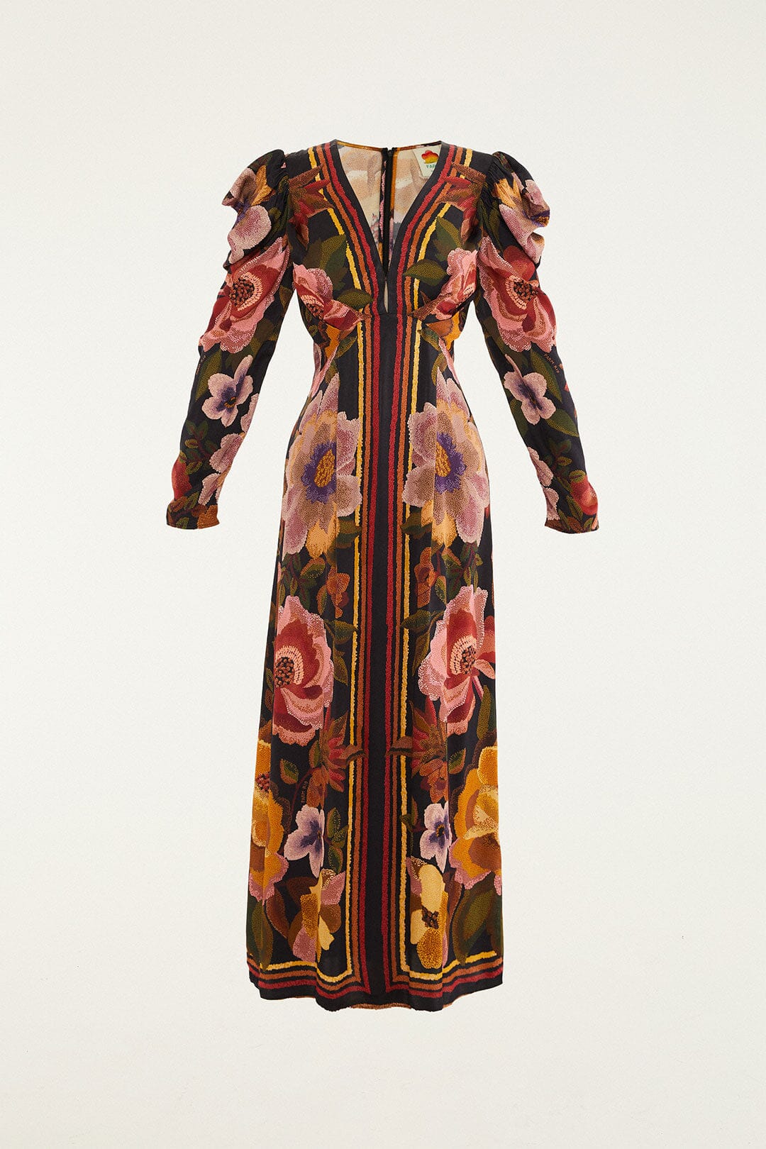 chenille flowers black midi dress 1