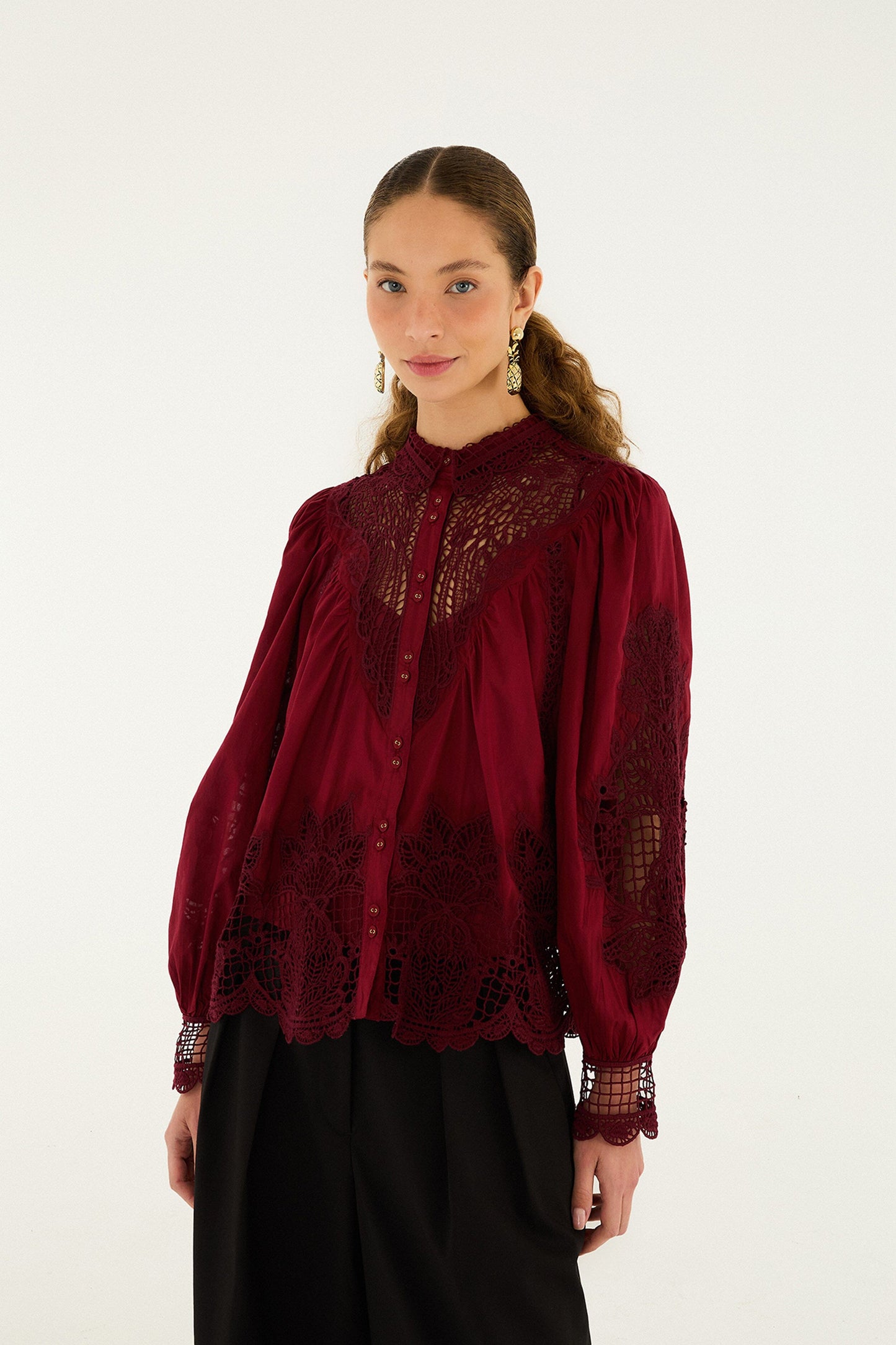 berry garden guipure blouse