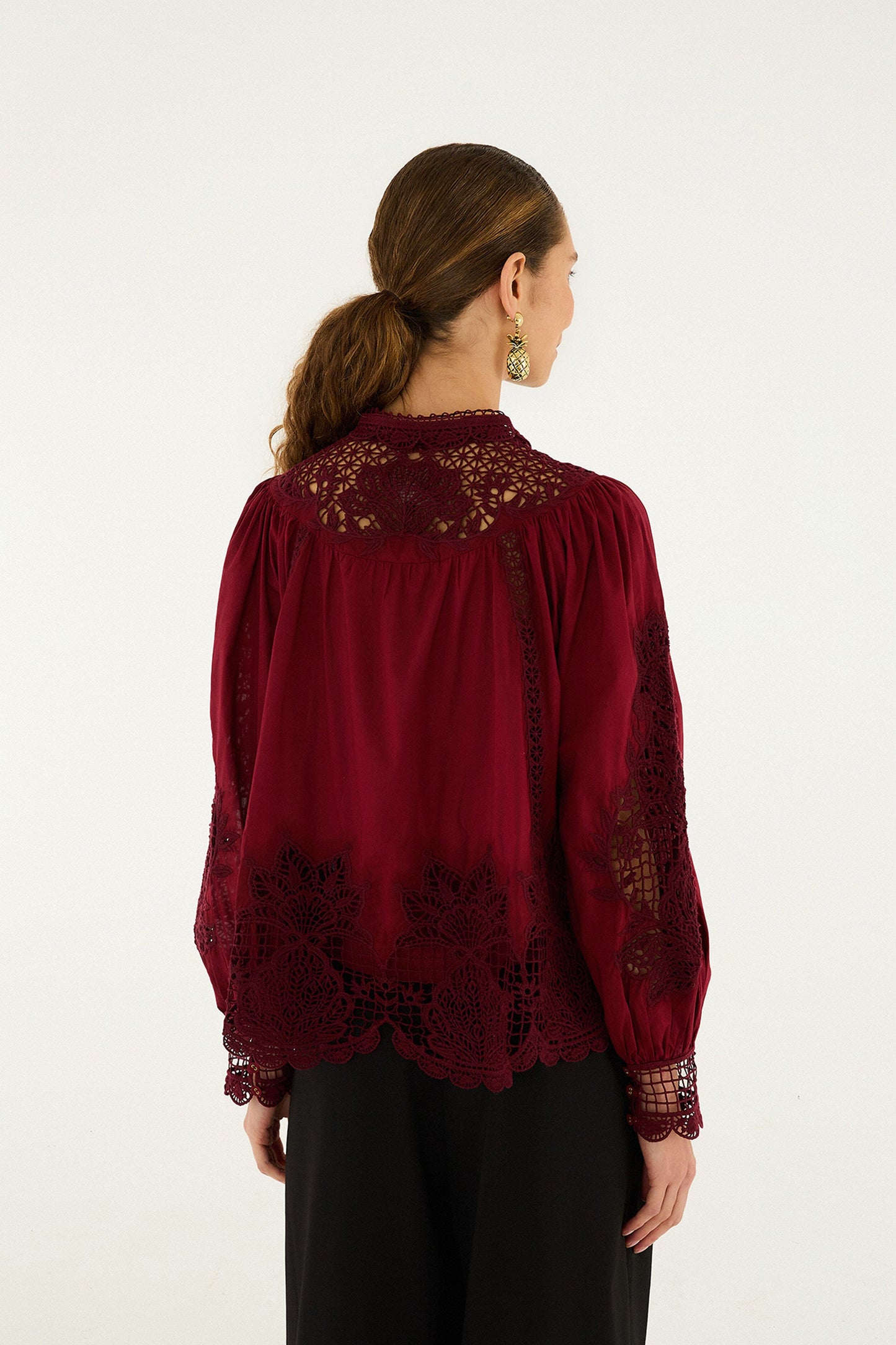 berry garden guipure blouse