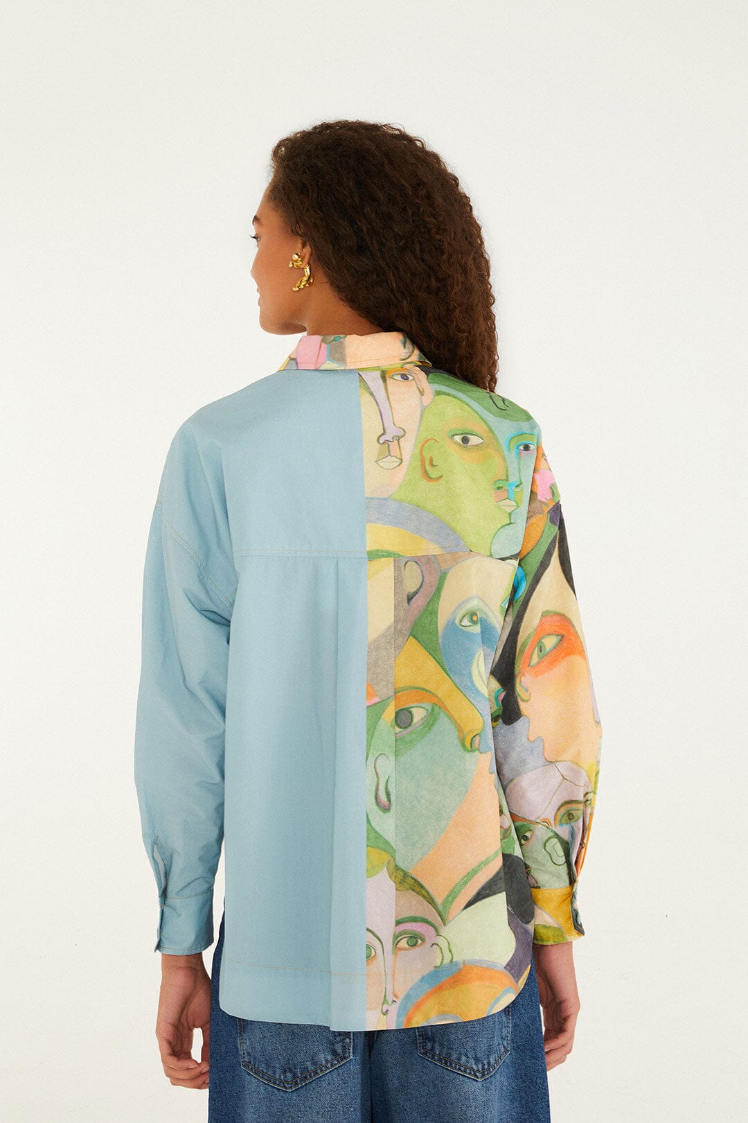 crowded series drawing multicolor long sleeeve shi