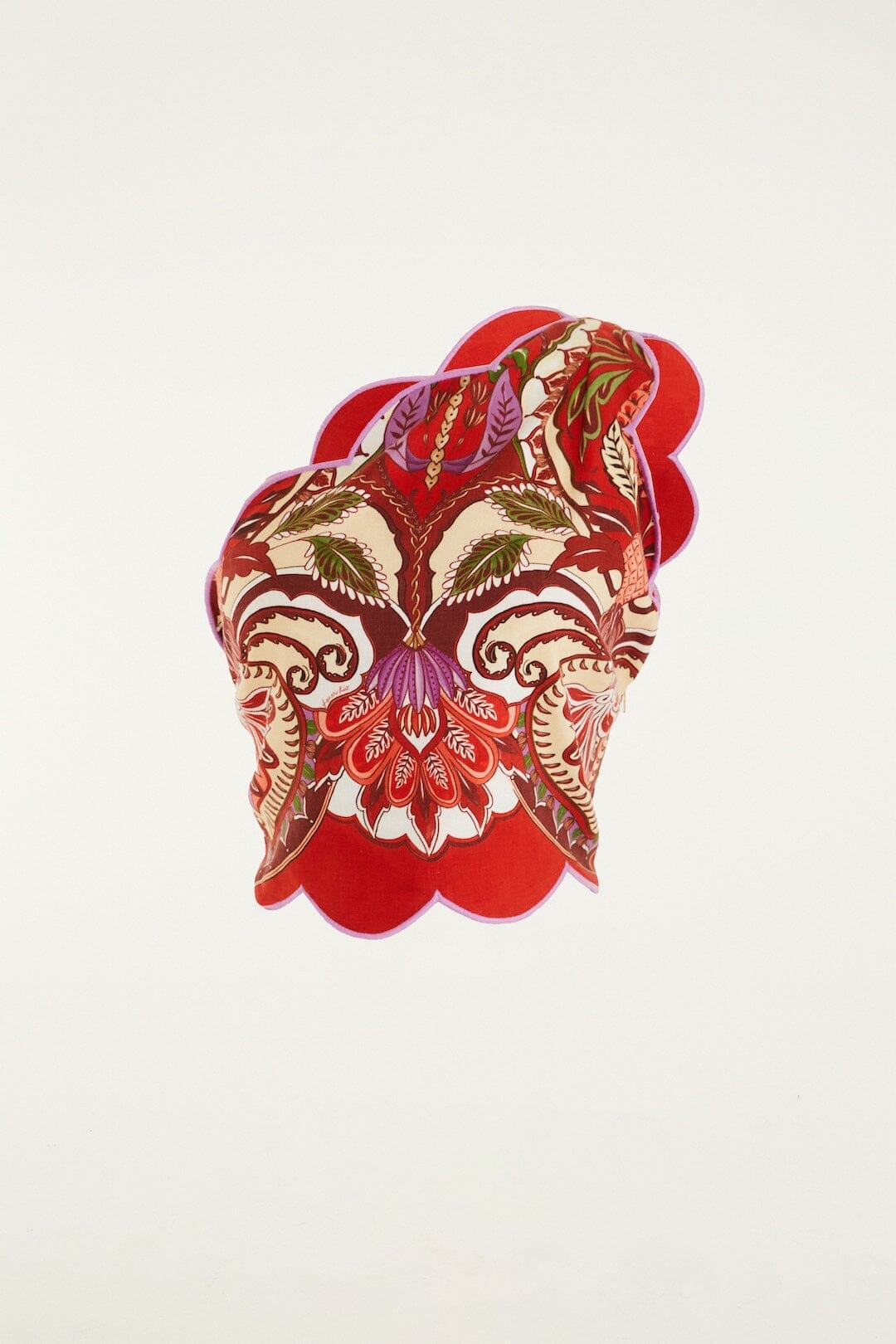 odara red one shoulder scallops top