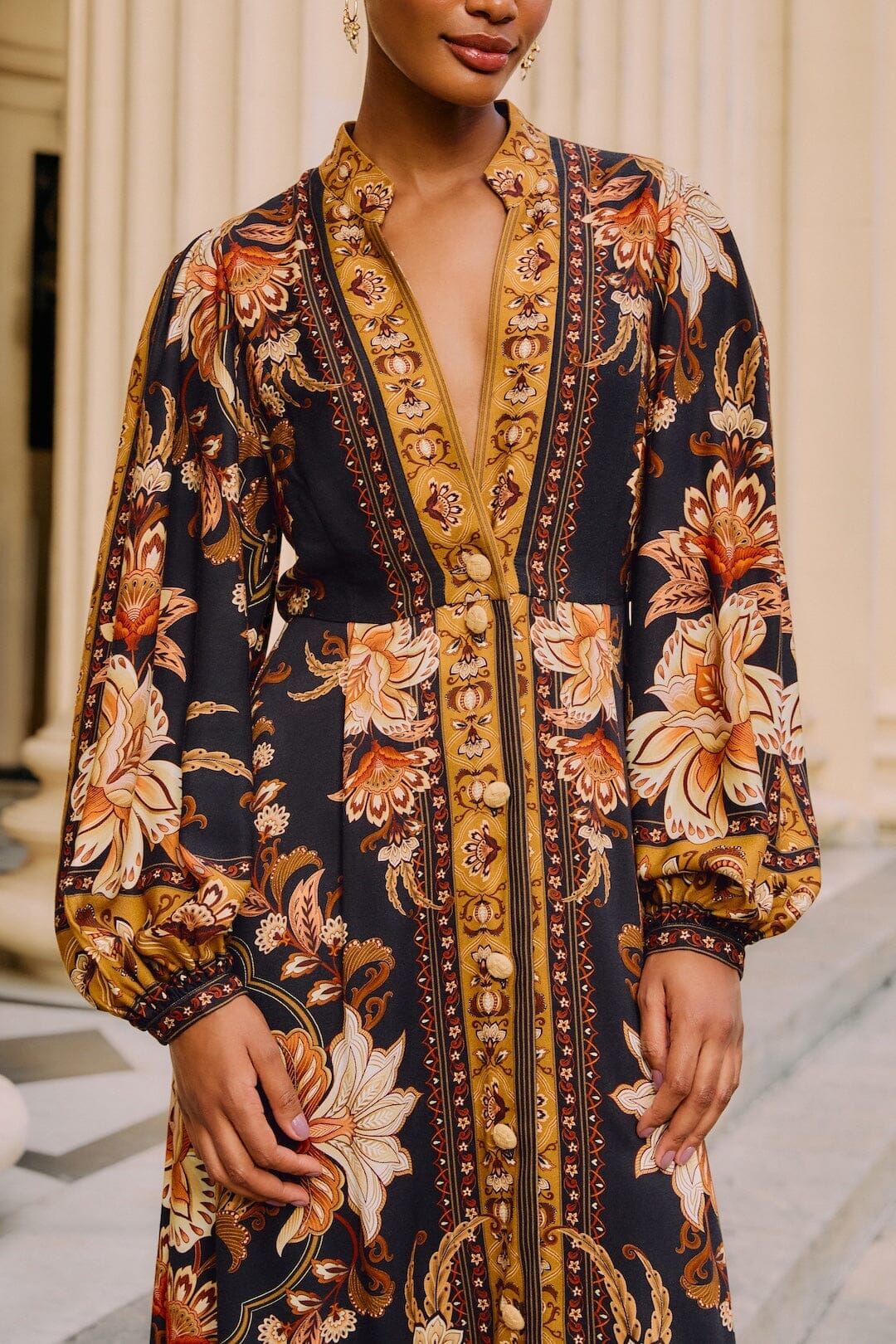 majestic garden black maxi dress