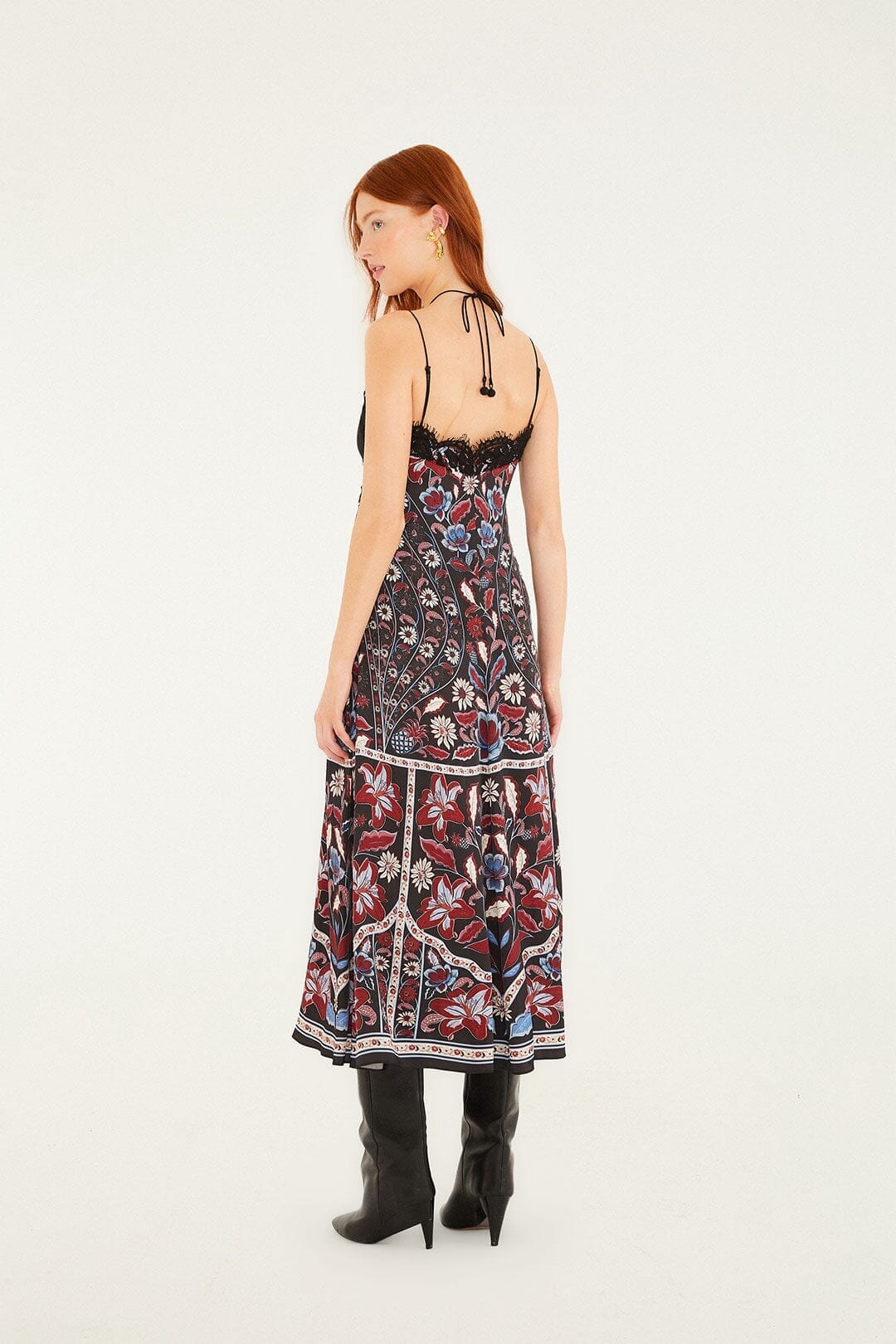 marcelle black lace sleeveless midi slip dress