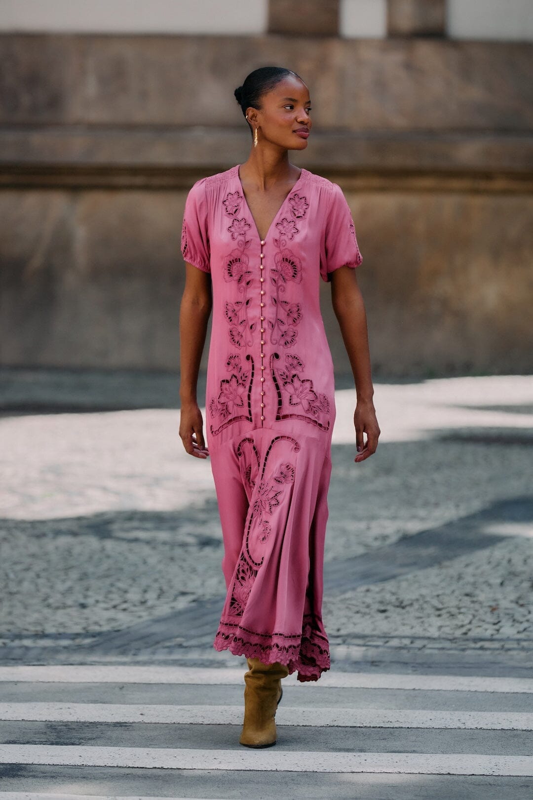 pink richilieu maxi dress