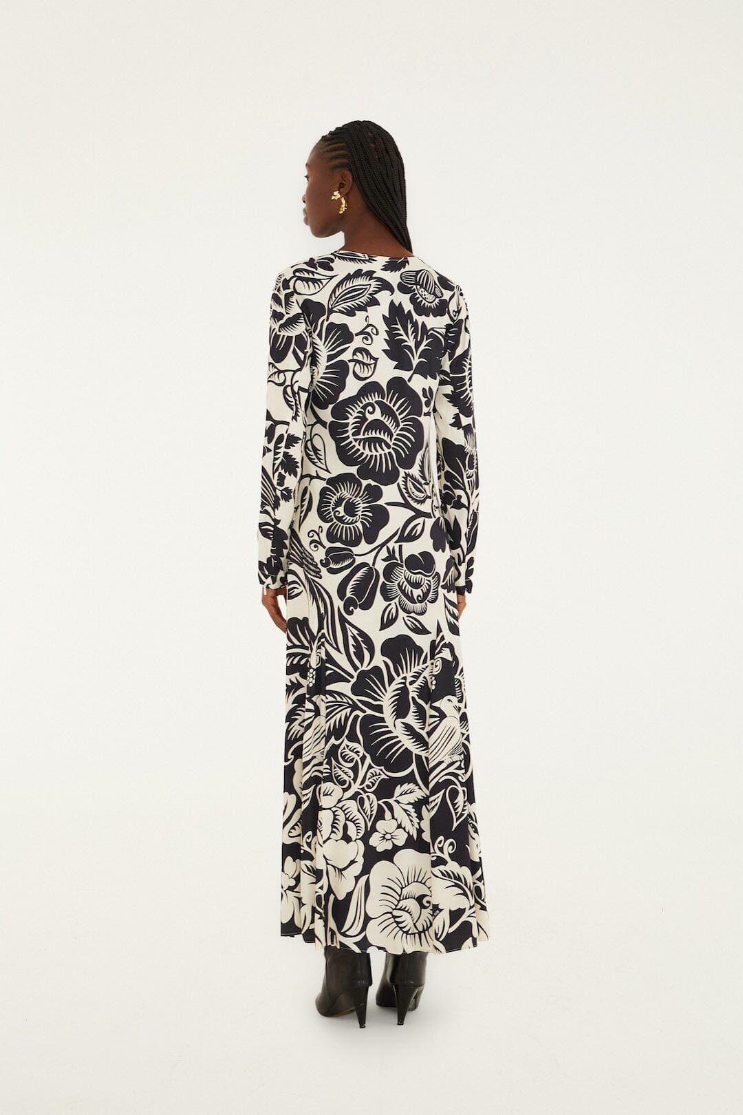 cashews and birds winter white maxi dress