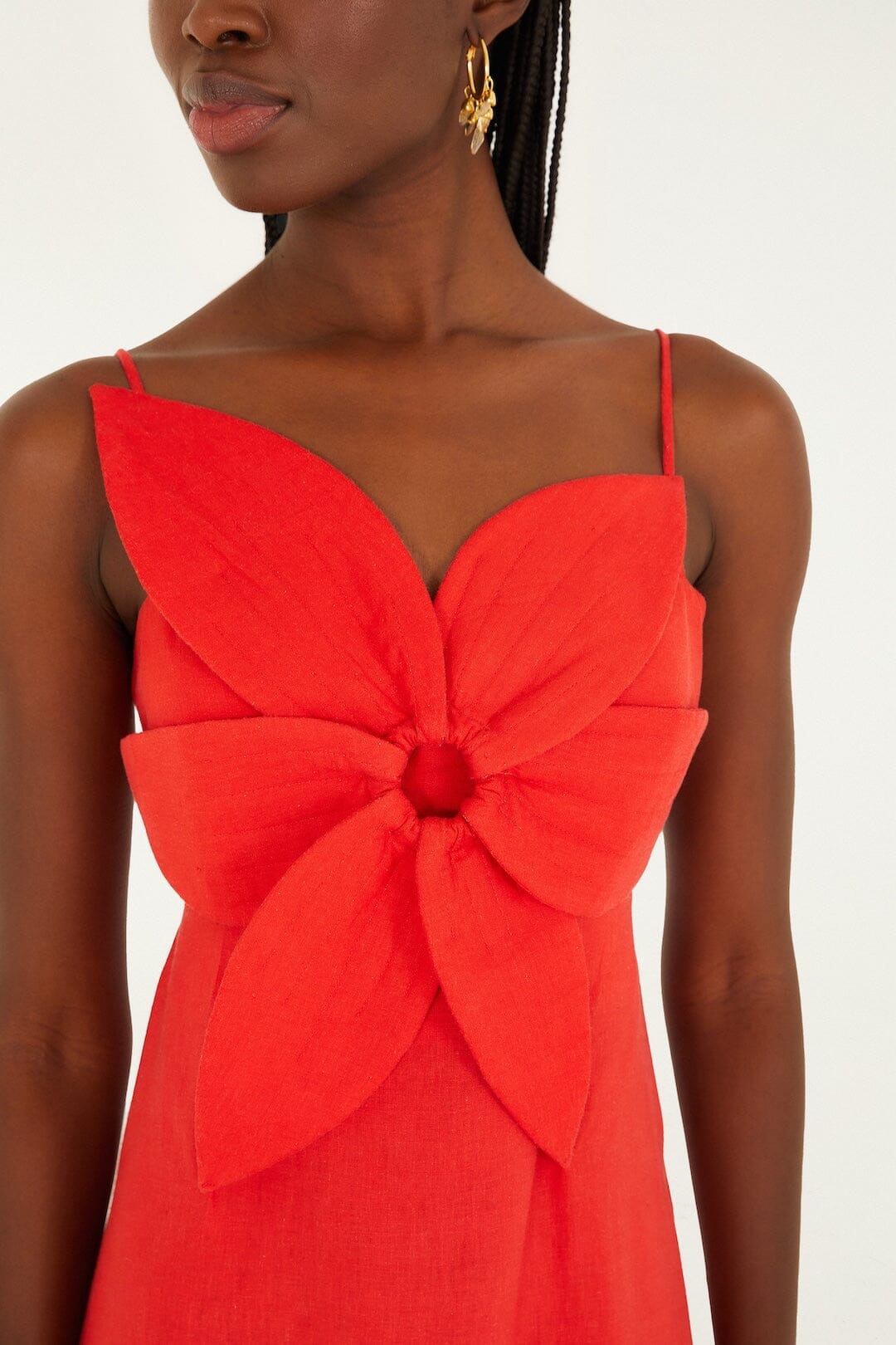 red flower mini dress