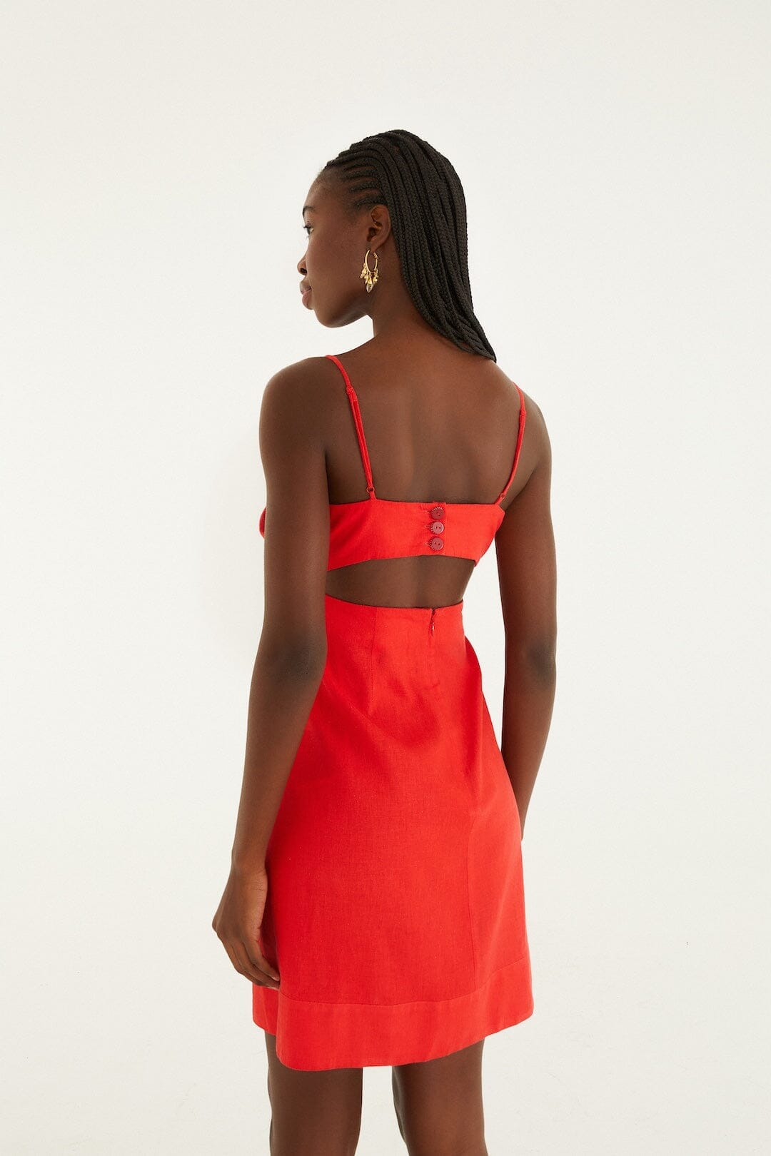 red flower mini dress