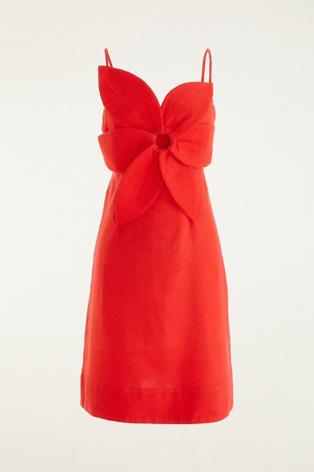 red flower mini dress