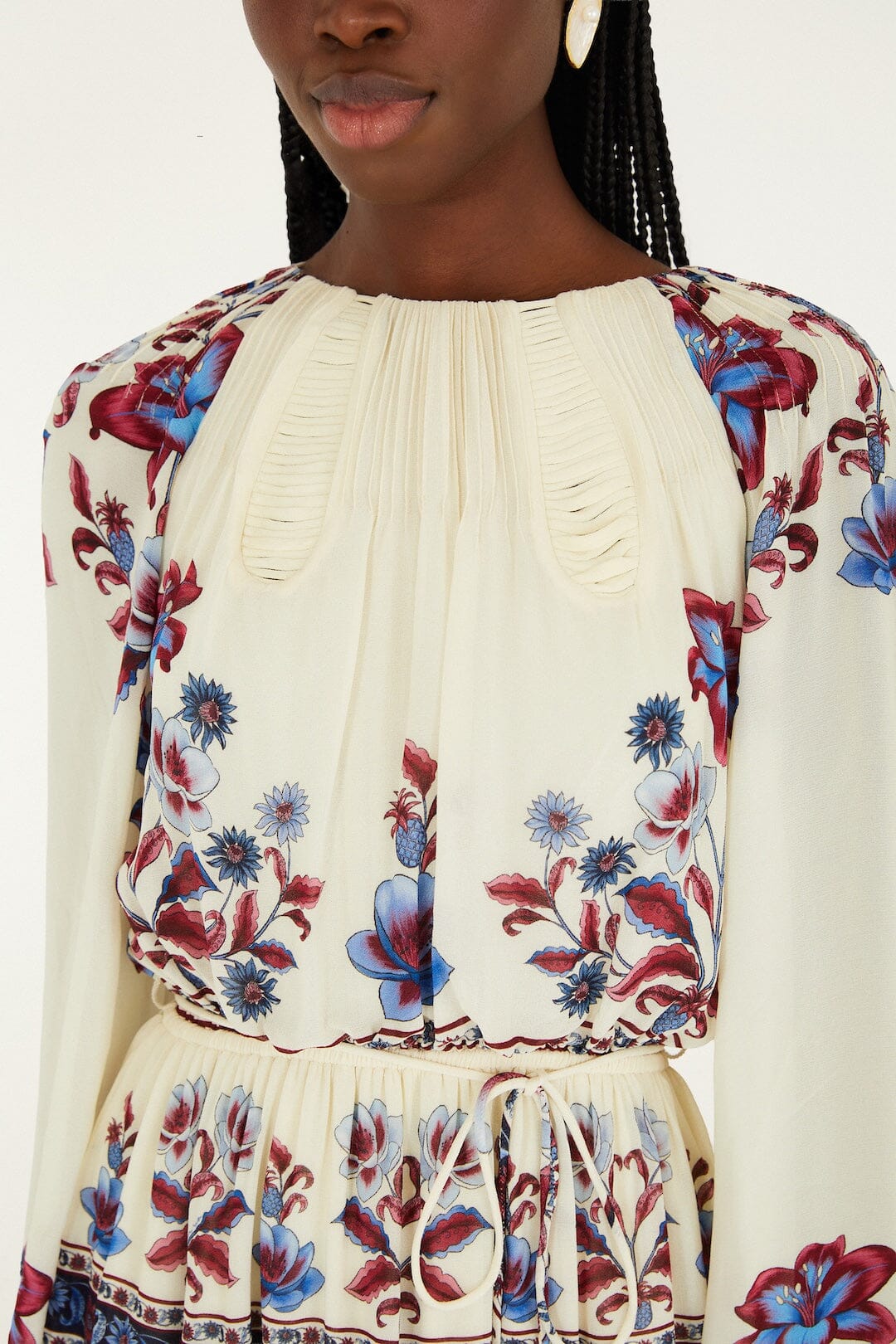 VESTIDO MAXI DE MANGA LARGA MALU INVIERNO BLANCO RECORTADO