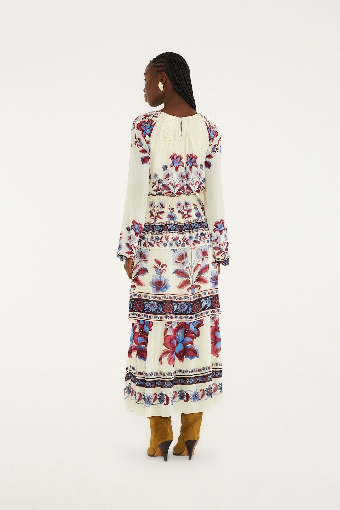 VESTIDO MAXI DE MANGA LARGA MALU INVIERNO BLANCO RECORTADO