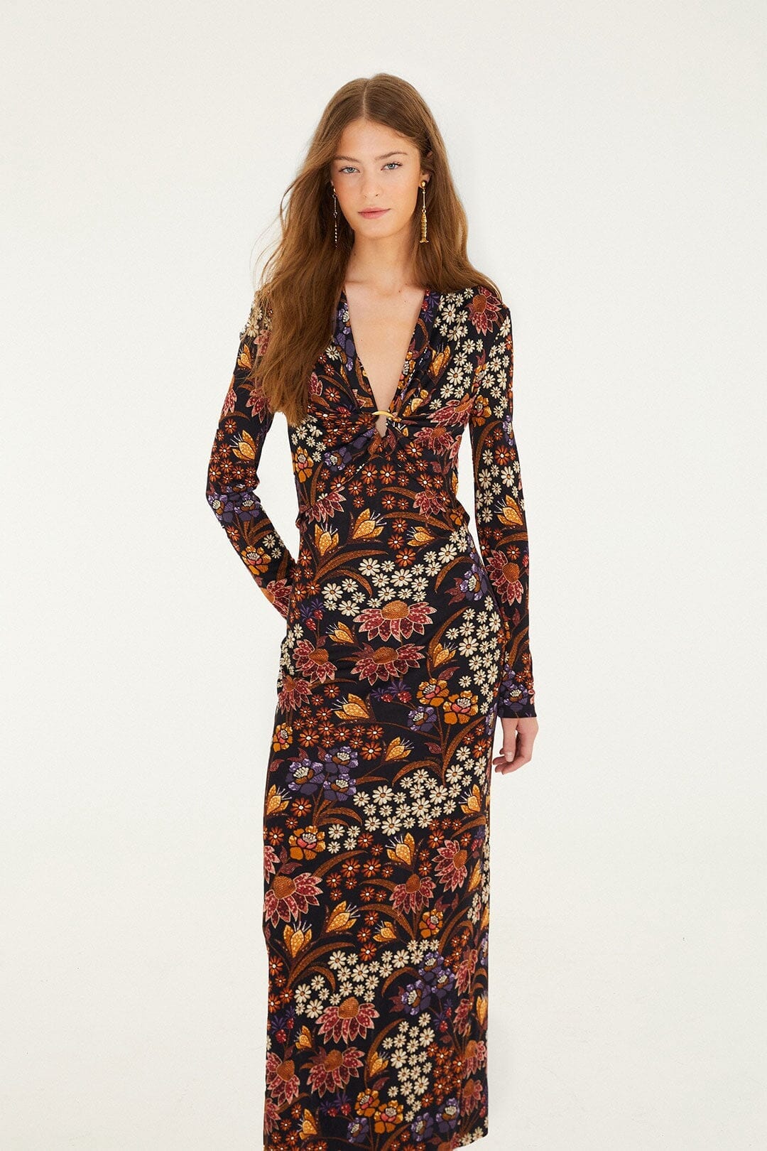 lili black long sleeve maxi dress