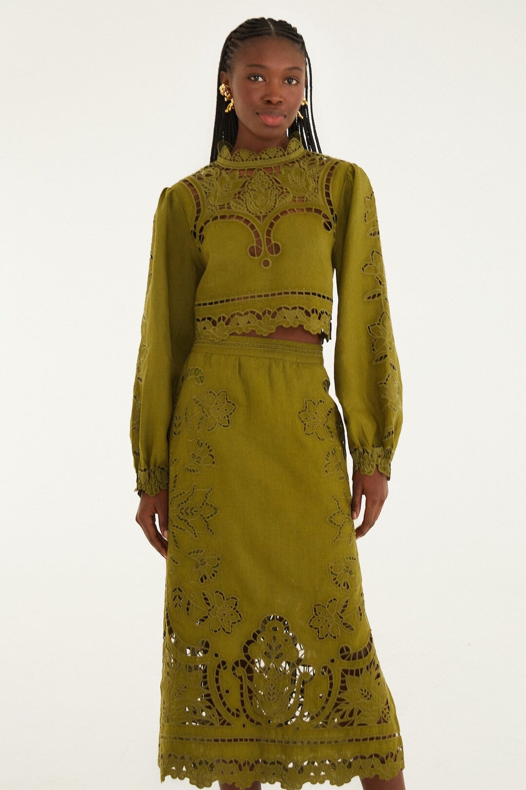 majestic garden green richelieu skirt