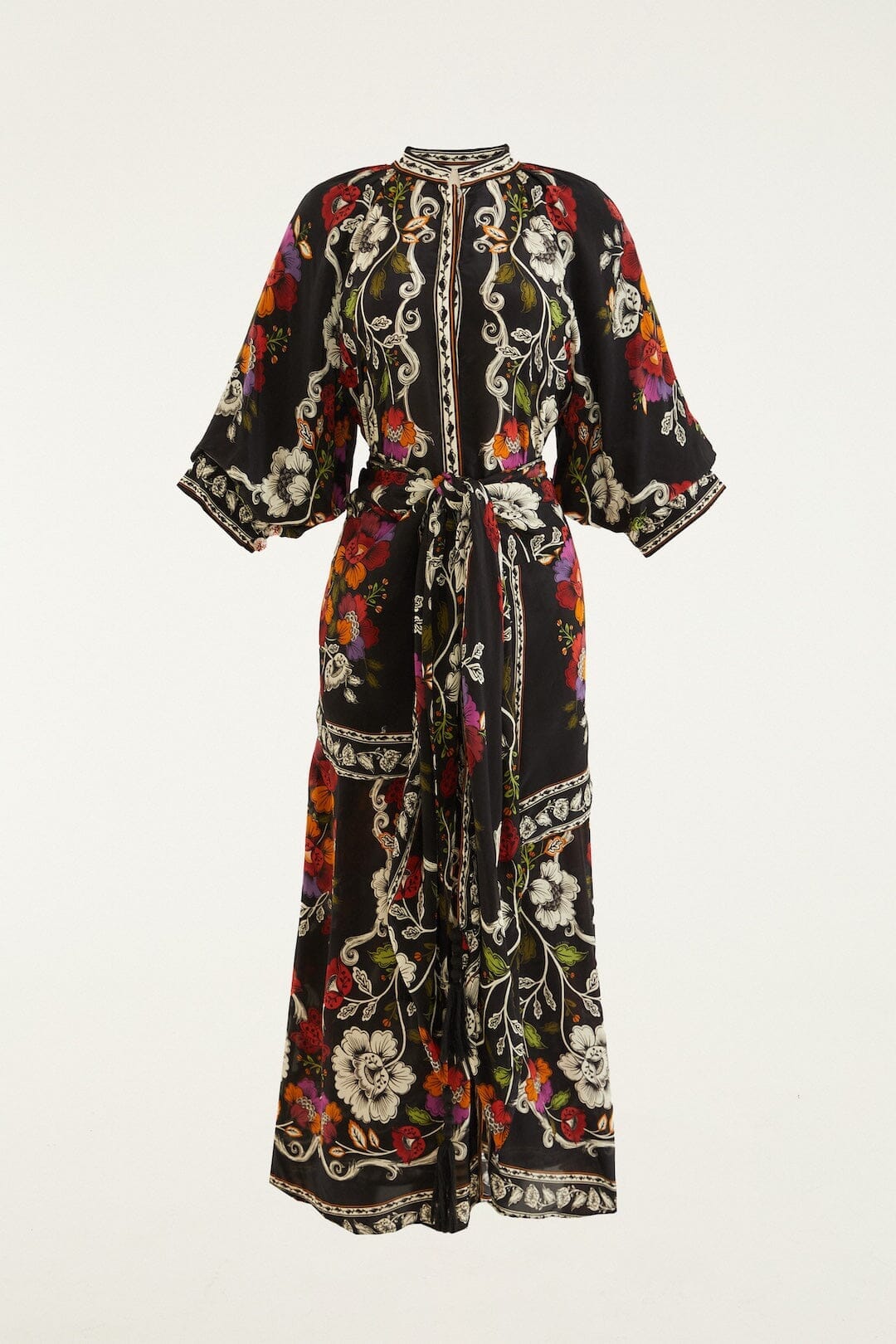 Vestido midi negro de flores rococó