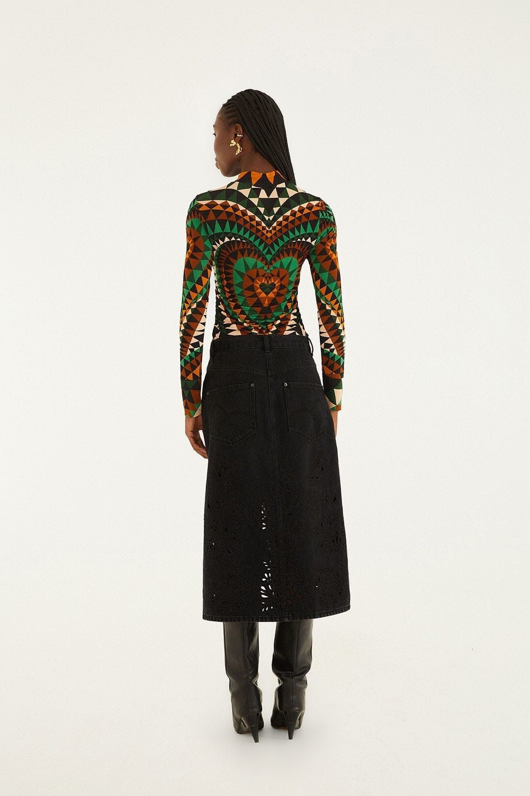 Falda midi vaquera negra Richilieu